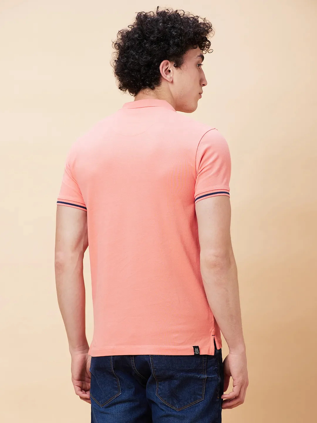 Burnt Coral Regular Fit Men's Polo T-Shirt by Being Human Clothing - Image 4