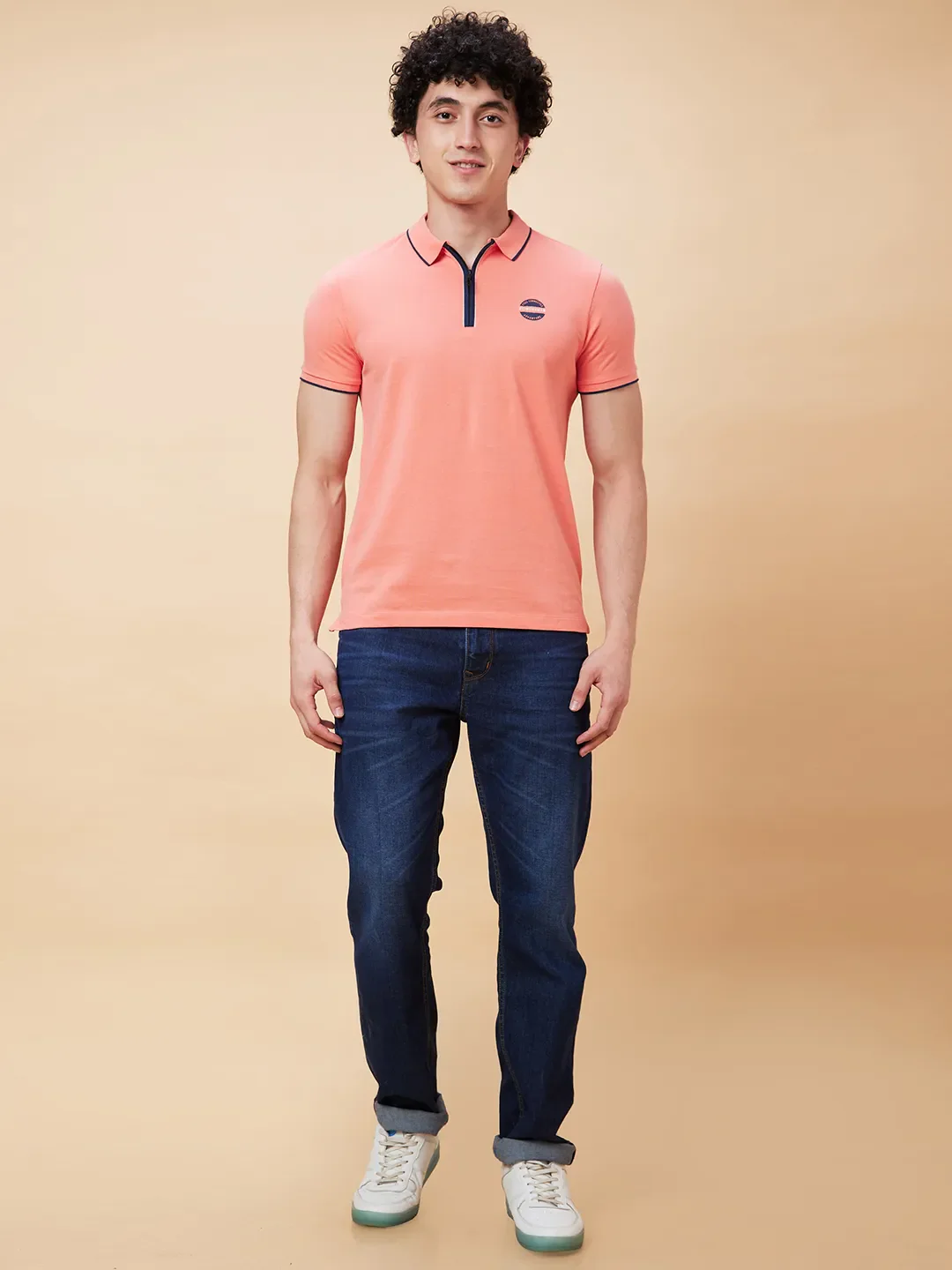 Pink Regular Fit Men's Polo T-Shirt by Being Human Clothing - Image 2