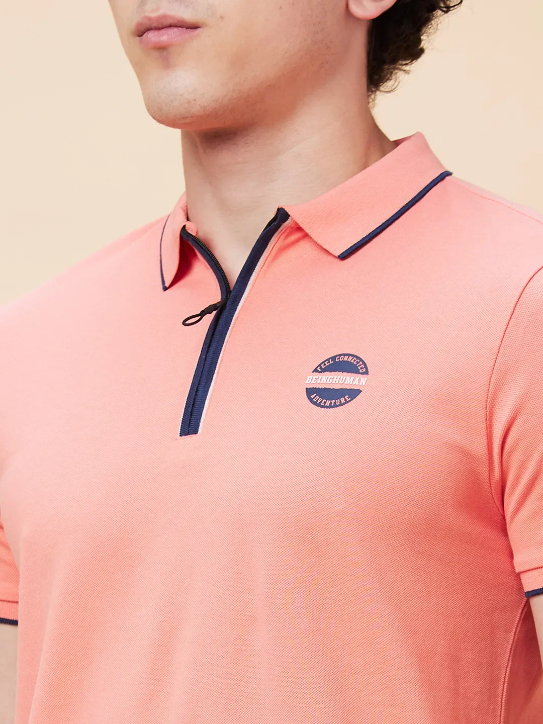 Pink Regular Fit Men's Polo T-Shirt by Being Human Clothing - Image 5