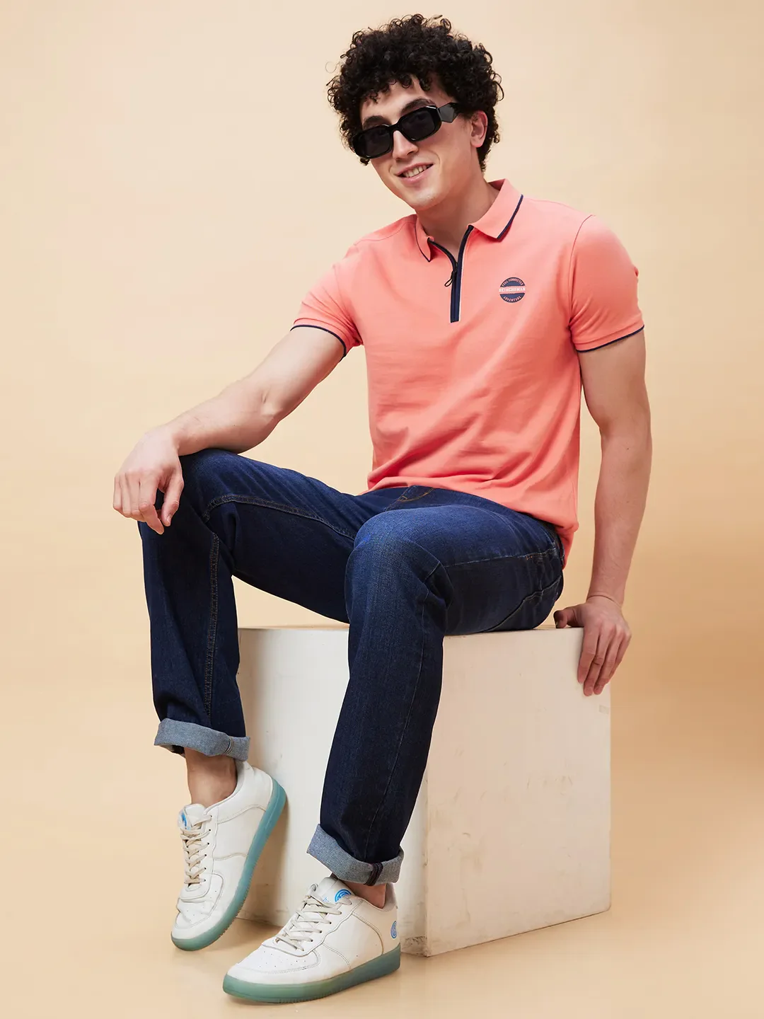 Pink Regular Fit Men's Polo T-Shirt by Being Human Clothing - Image 6