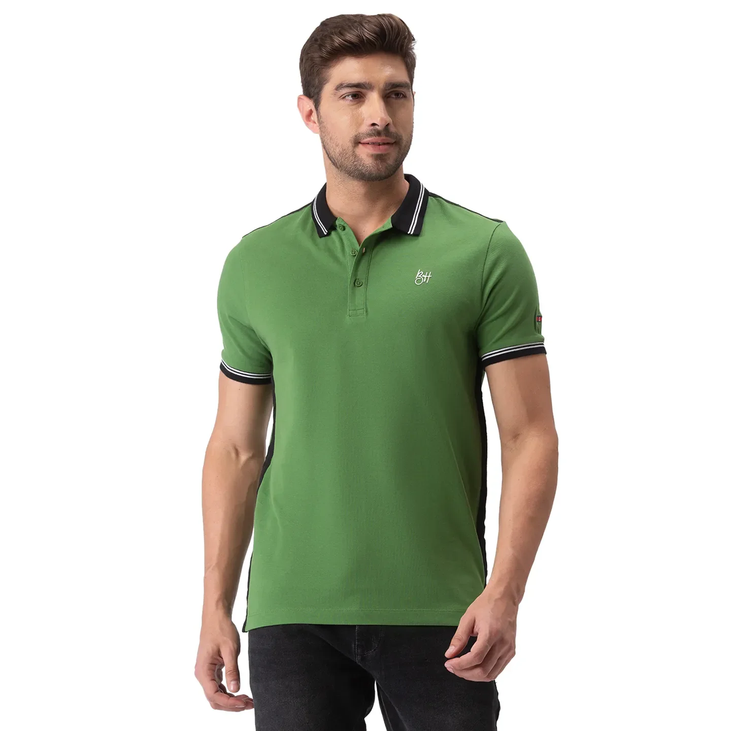 Green Regular Fit Men's Polo T-Shirt by Being Human Clothing