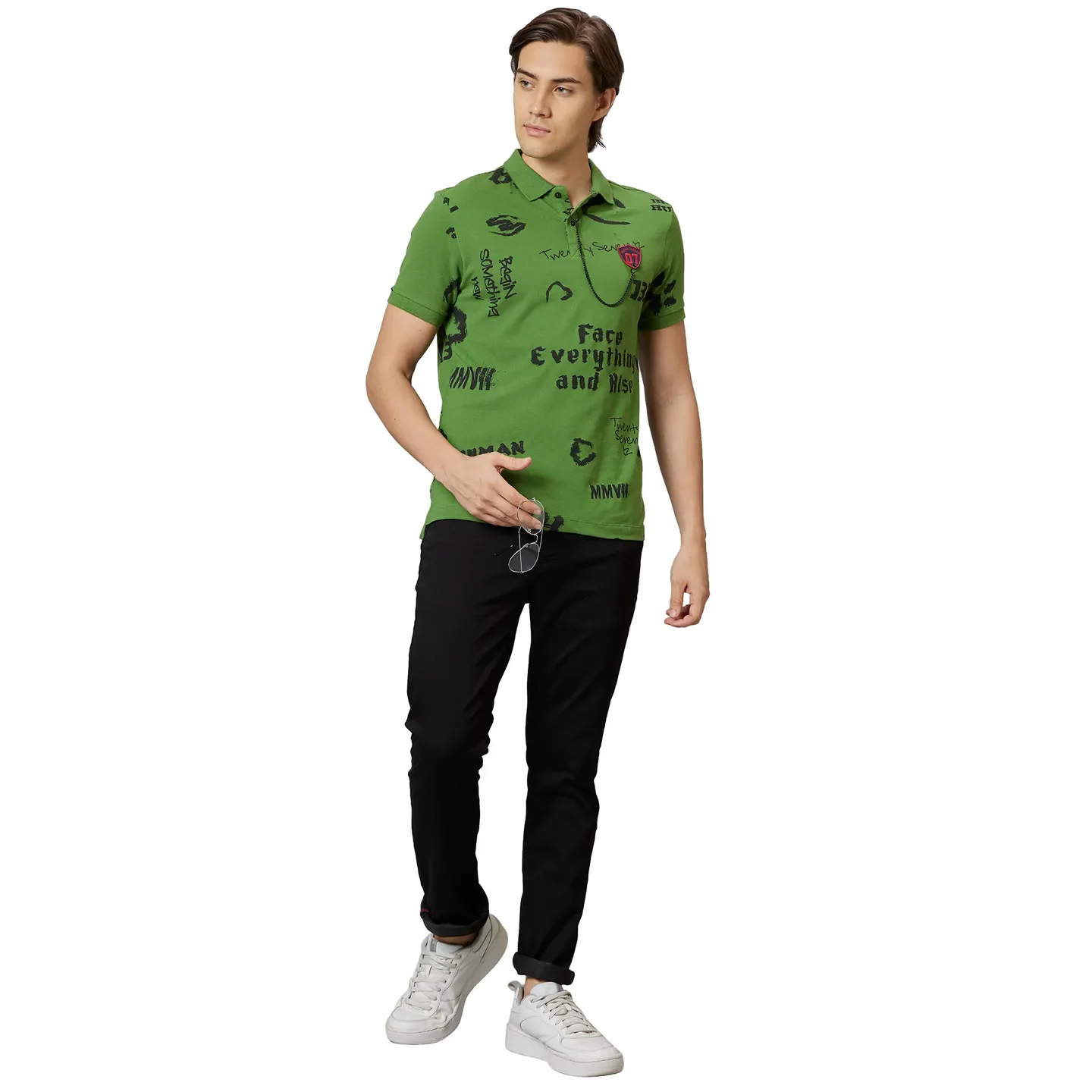 Cactus Green Regular Fit Men's Polo T-Shirt by Being Human Clothing - Image 6