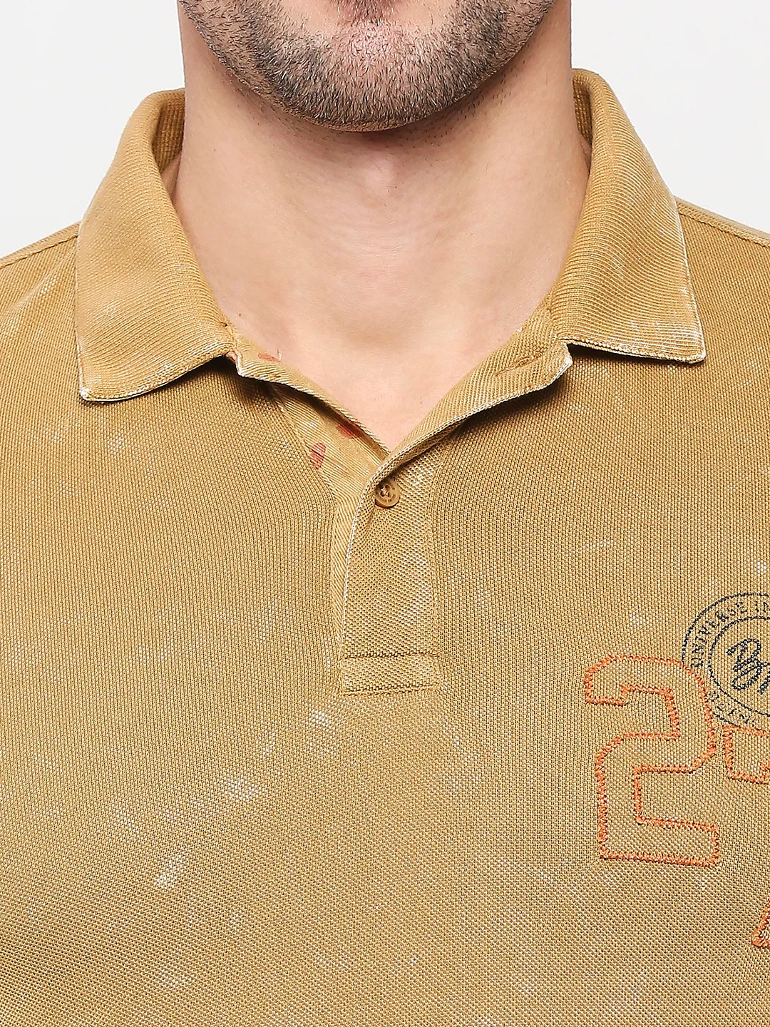 Brown Regular Fit Men's Polo T-shirt by Being Human Clothing - Image 5