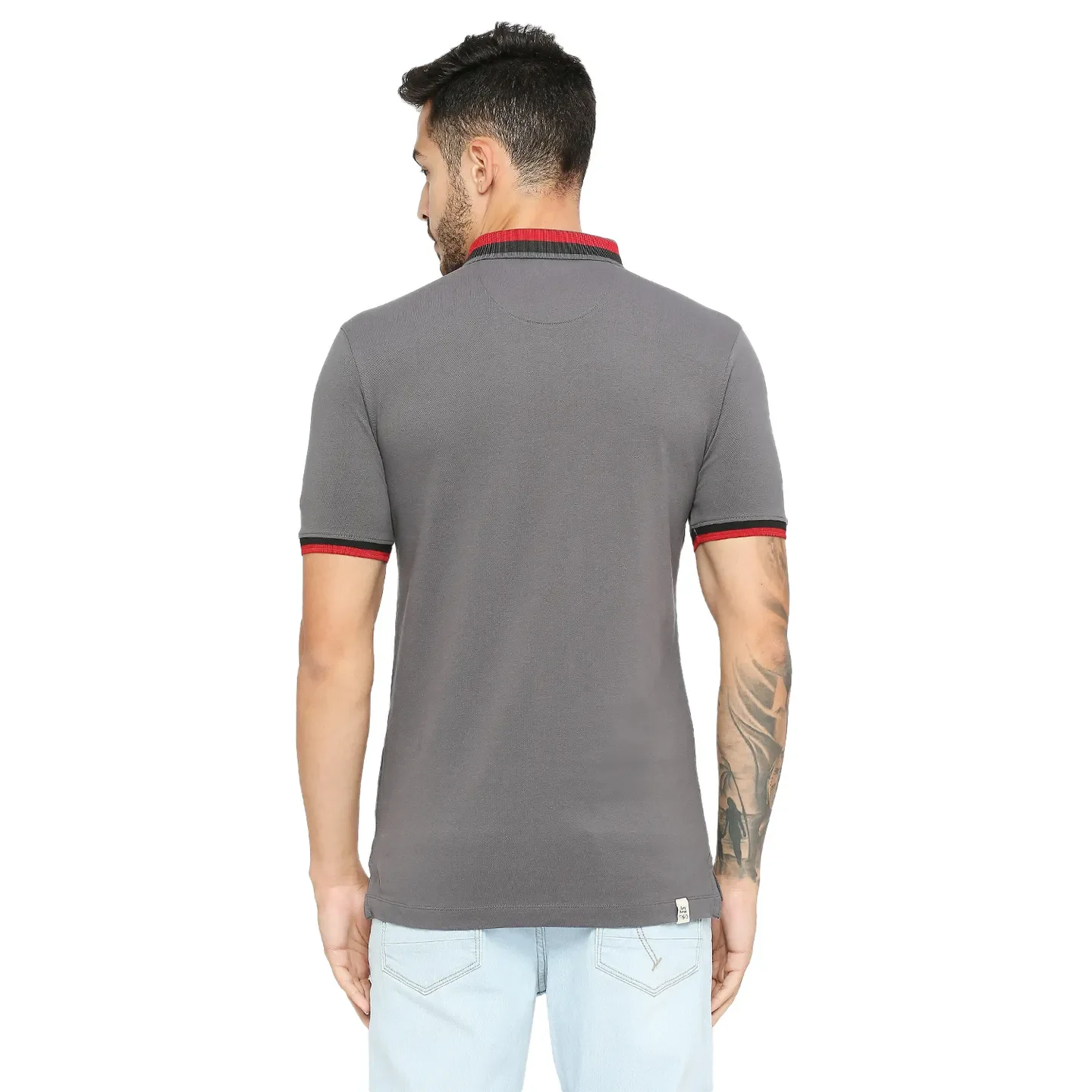 Grey Regular Fit Men's Polo T-Shirt by Being Human Clothing - Image 4