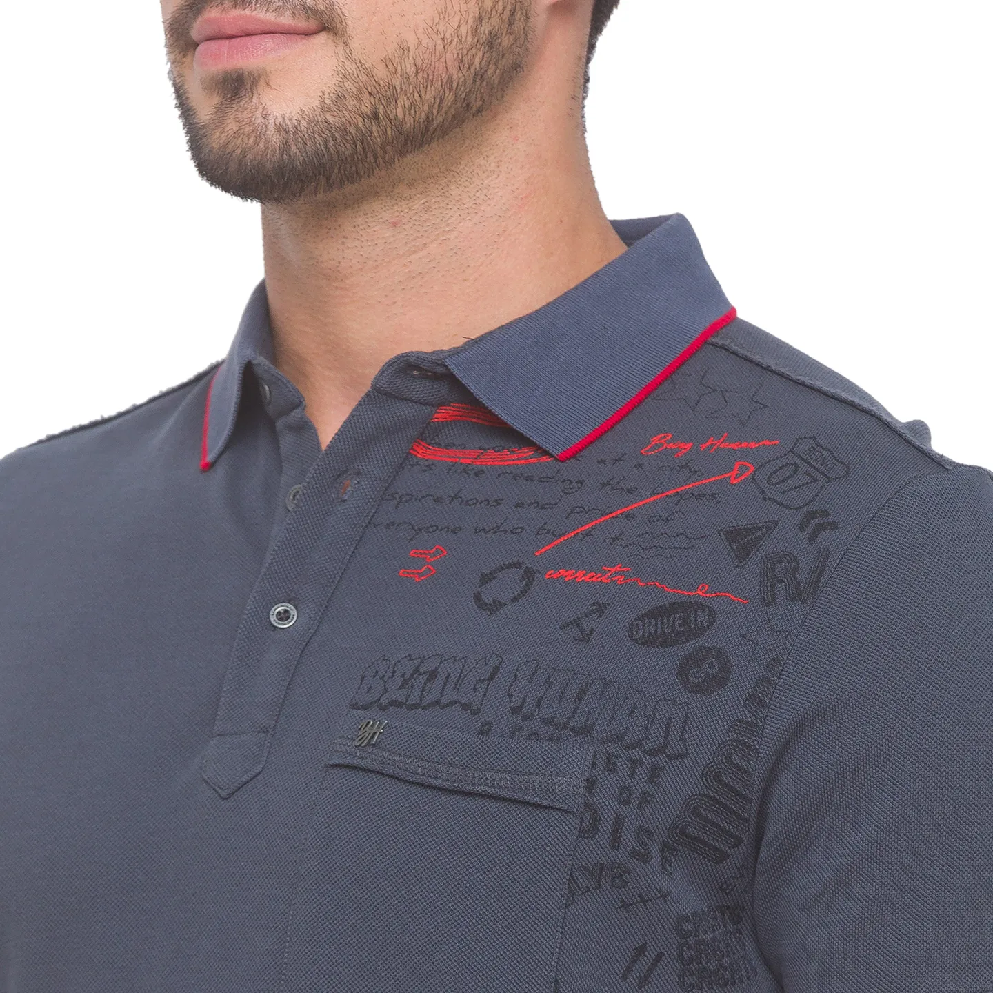 Grey Regular Fit Men's Polo T-Shirt by Being Human Clothing - Image 4