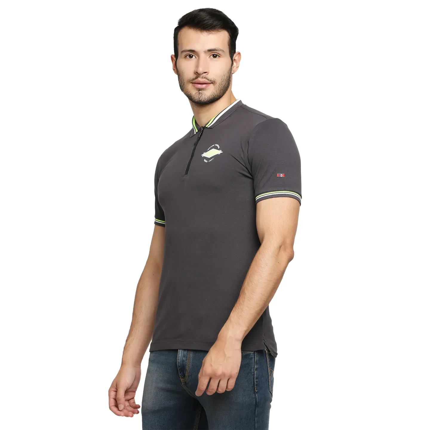 Grey Regular Fit Men's Polo T-shirt by Being Human Clothing - Image 2