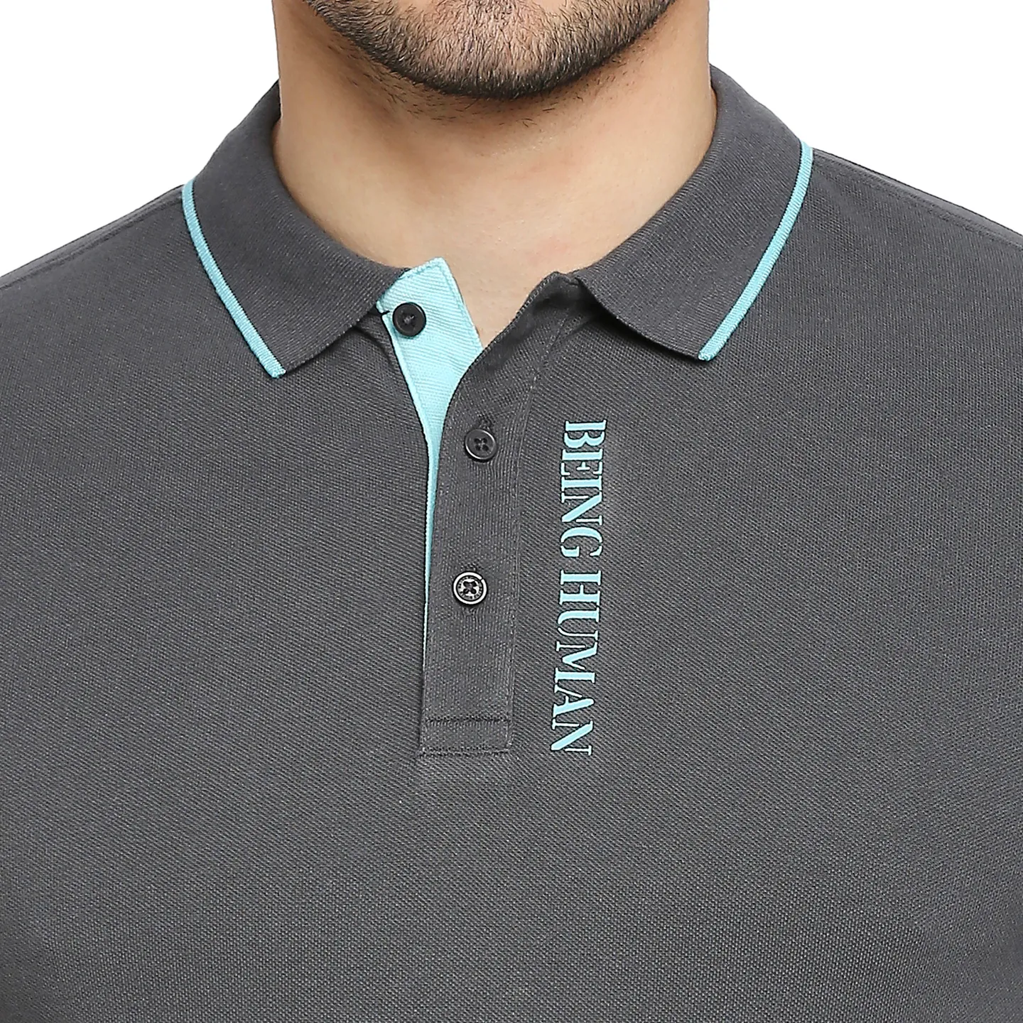 Charcoal Regular Fit Men's Polo T-Shirt by Being Human Clothing - Image 5