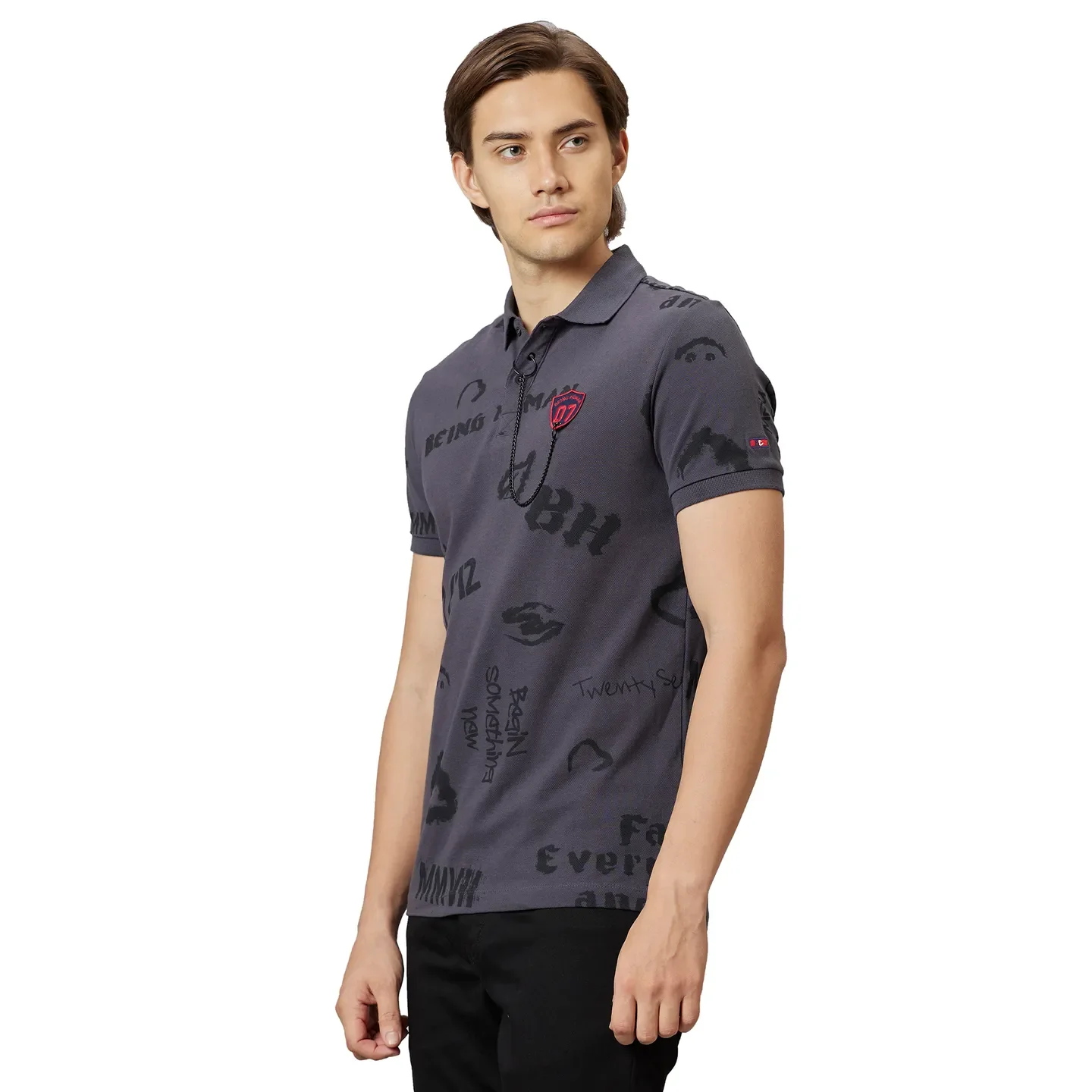 Black Regular Fit Men's Polo T-Shirt by Being Human Clothing - Image 4