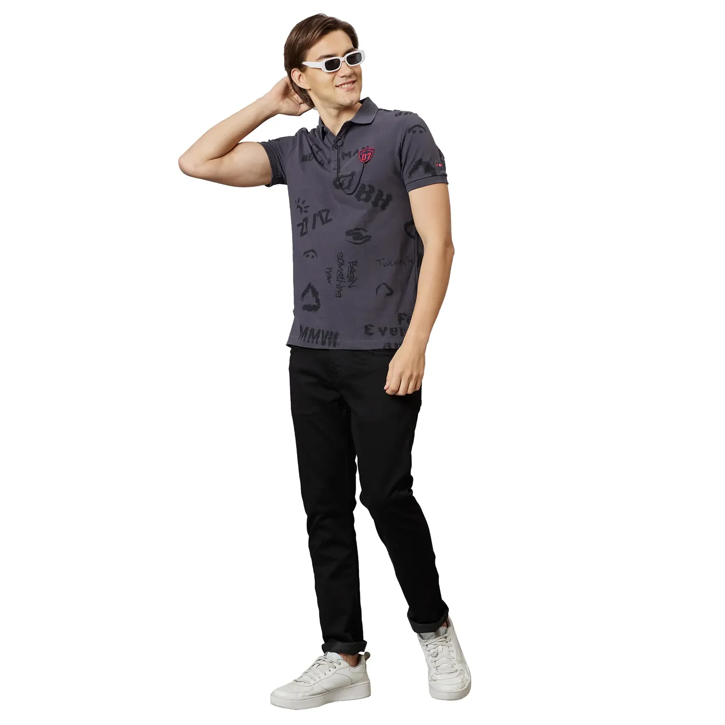 Black Regular Fit Men's Polo T-Shirt by Being Human Clothing - Image 6