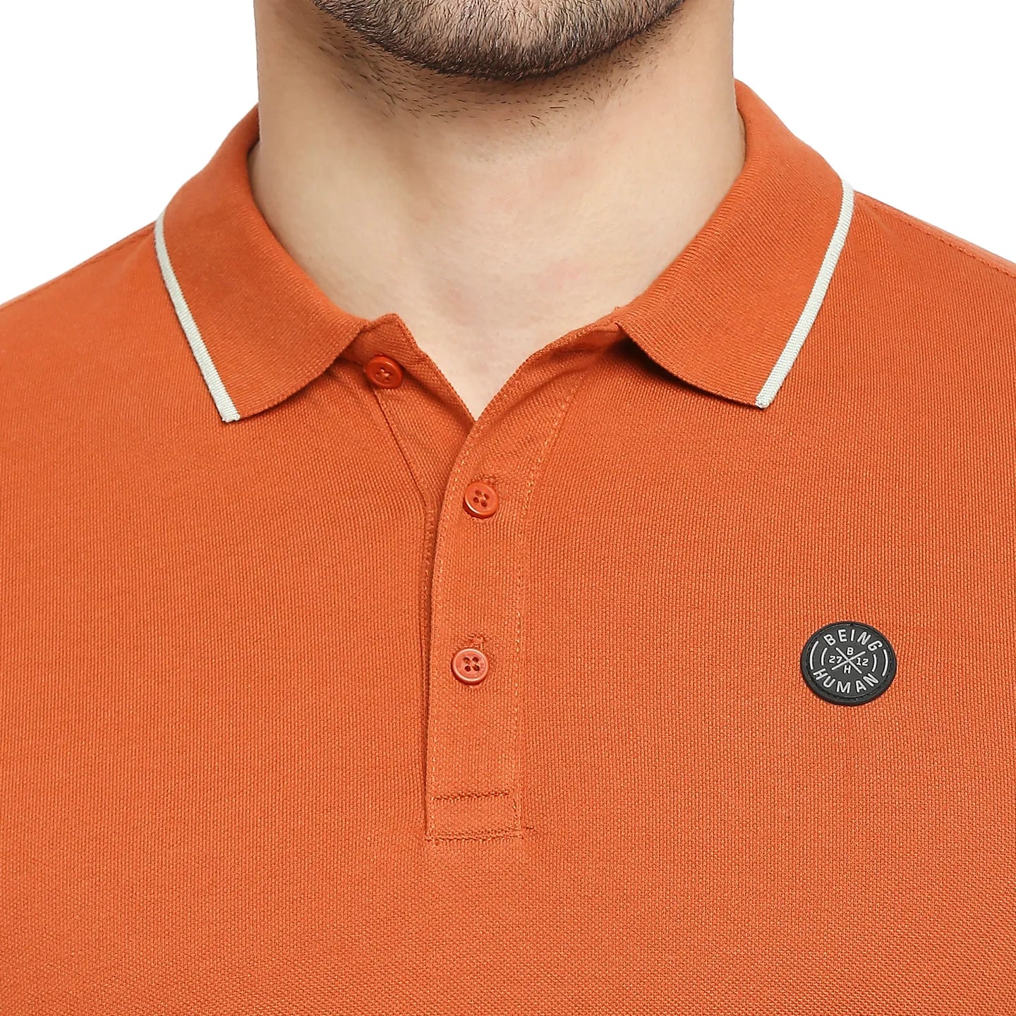 Brown Regular Fit Men's Polo T-Shirt by Being Human Clothing - Image 5