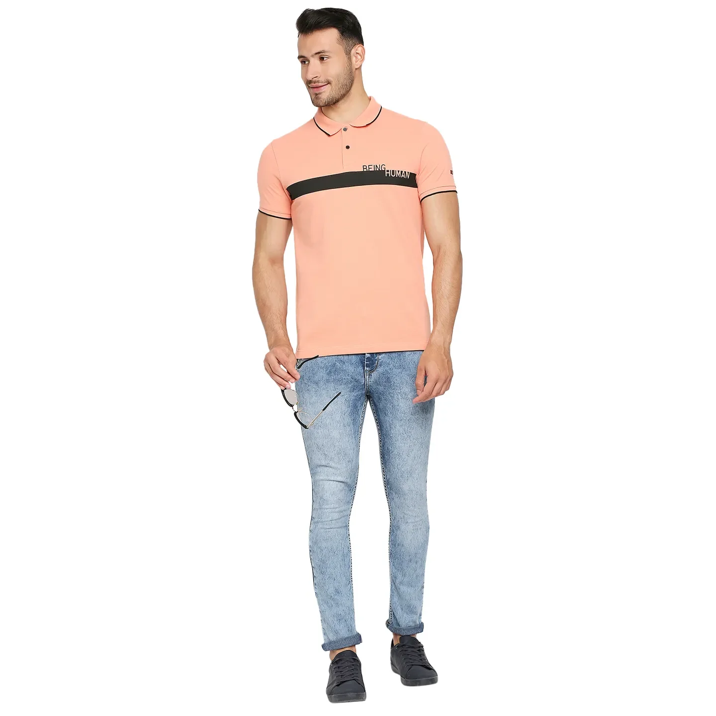 Pink Regular Fit Men's Polo T-Shirt by Being Human Clothing - Image 6