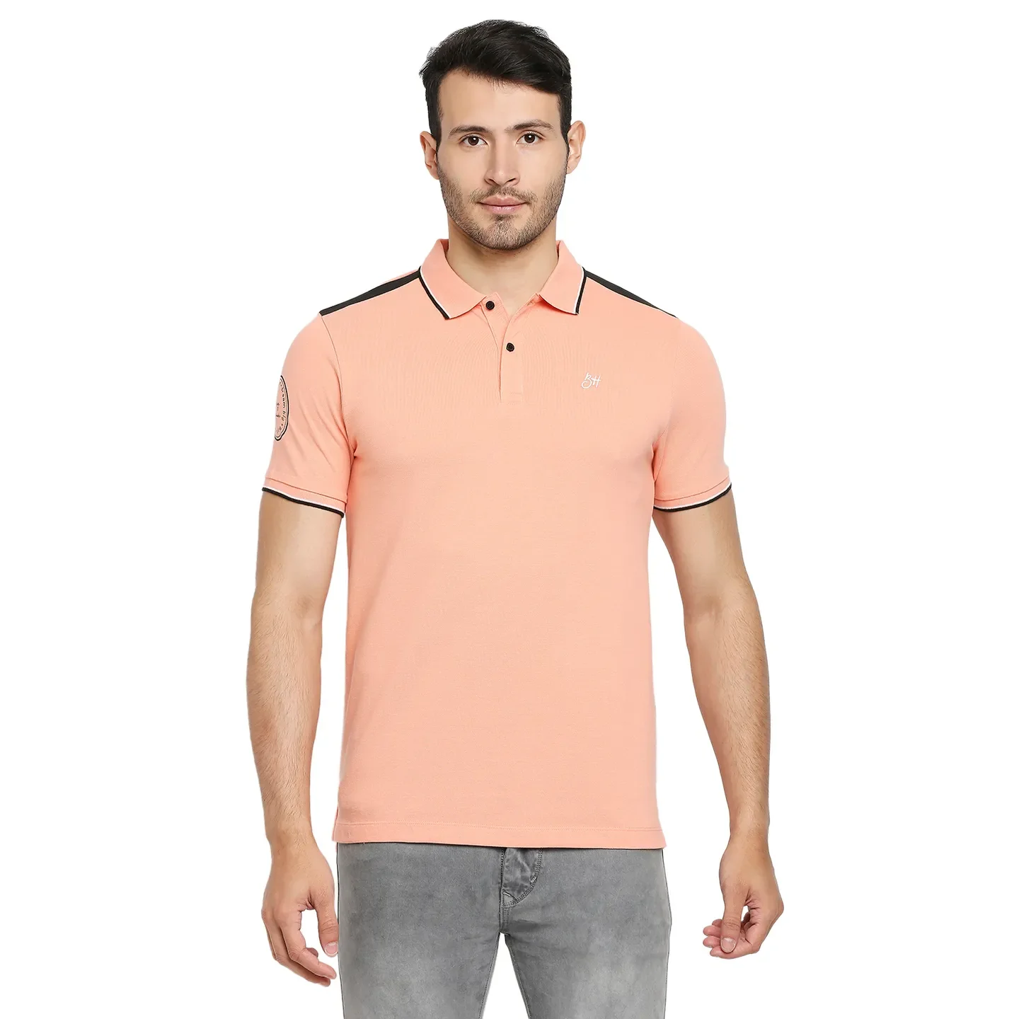 Pink Regular Fit Men's Polo T-Shirt by Being Human Clothing
