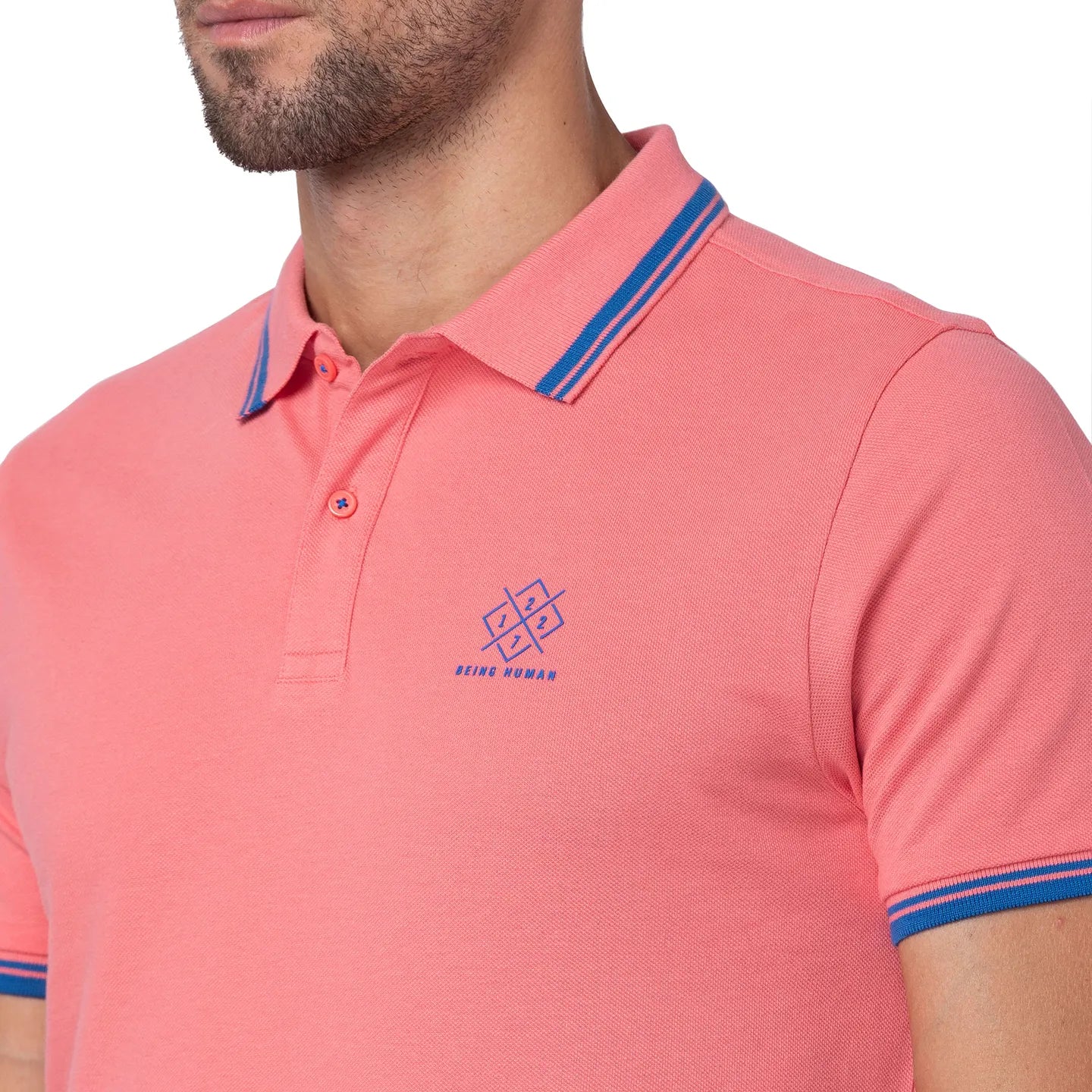Coral Regular Fit Men's Polo T-Shirt by Being Human Clothing - Image 10