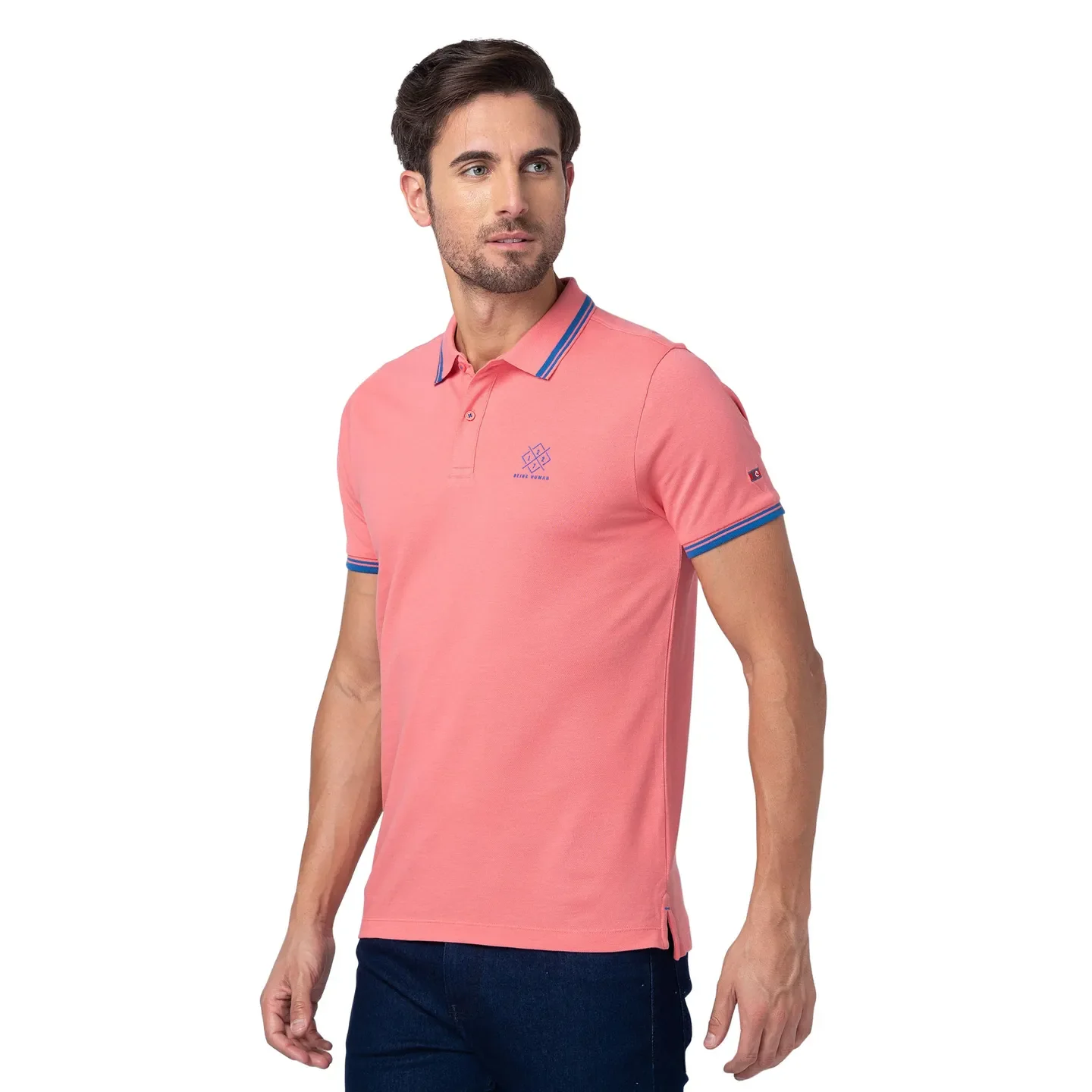 Coral Regular Fit Men's Polo T-Shirt by Being Human Clothing - Image 5