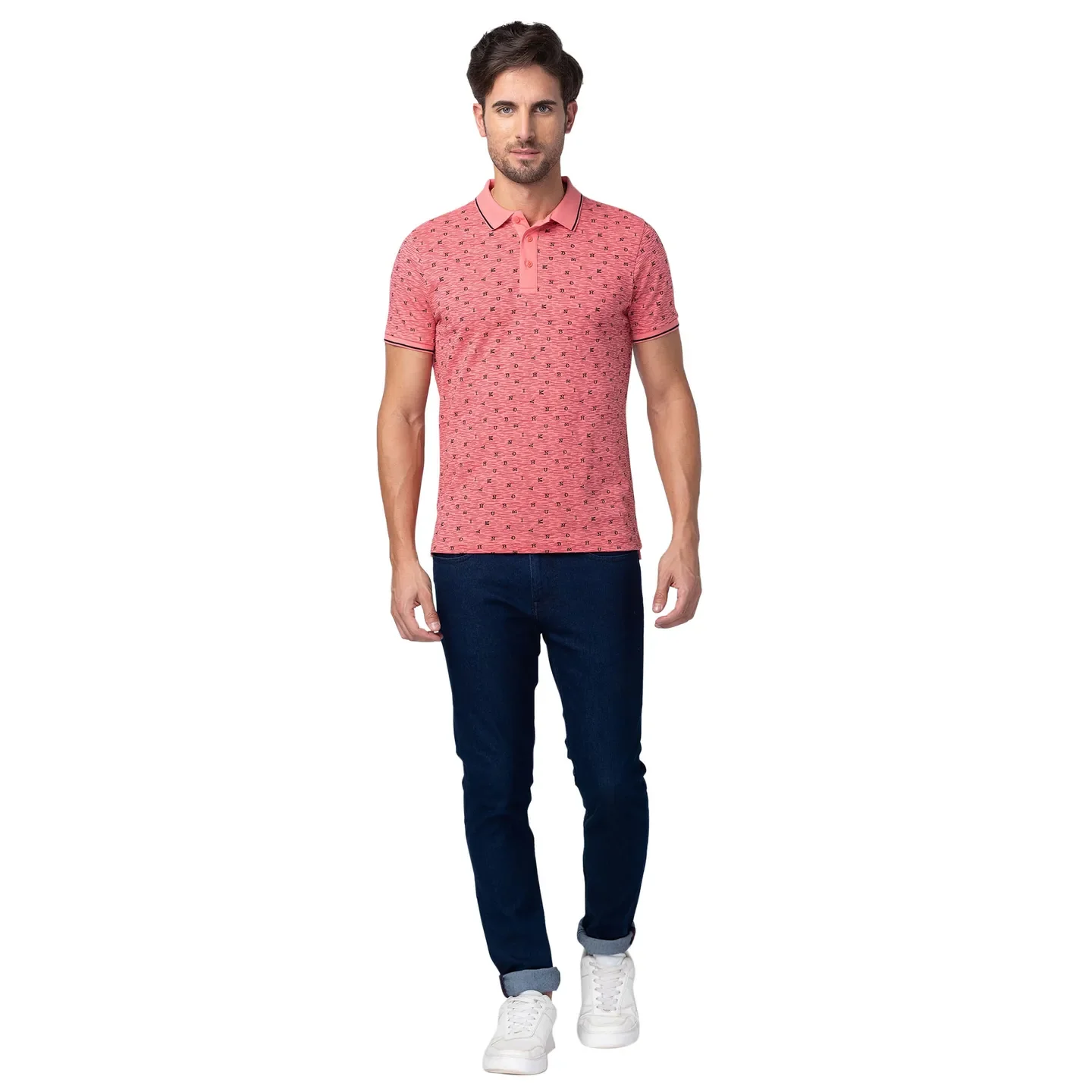 Pink Regular Fit Men's Polo T-Shirt by Being Human Clothing - Image 2