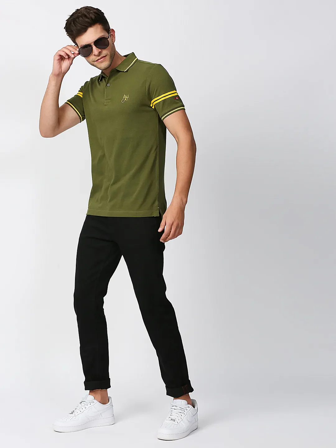 Green Regular Fit Men's Polo T-Shirt by Being Human Clothing - Image 6