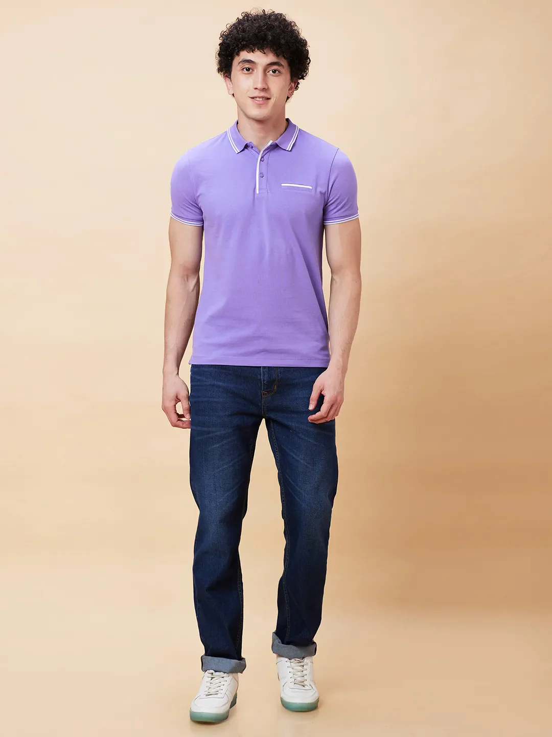 Dahalia Purple Regular Fit Men's Polo T-Shirt by Being Human Clothing - Image 2