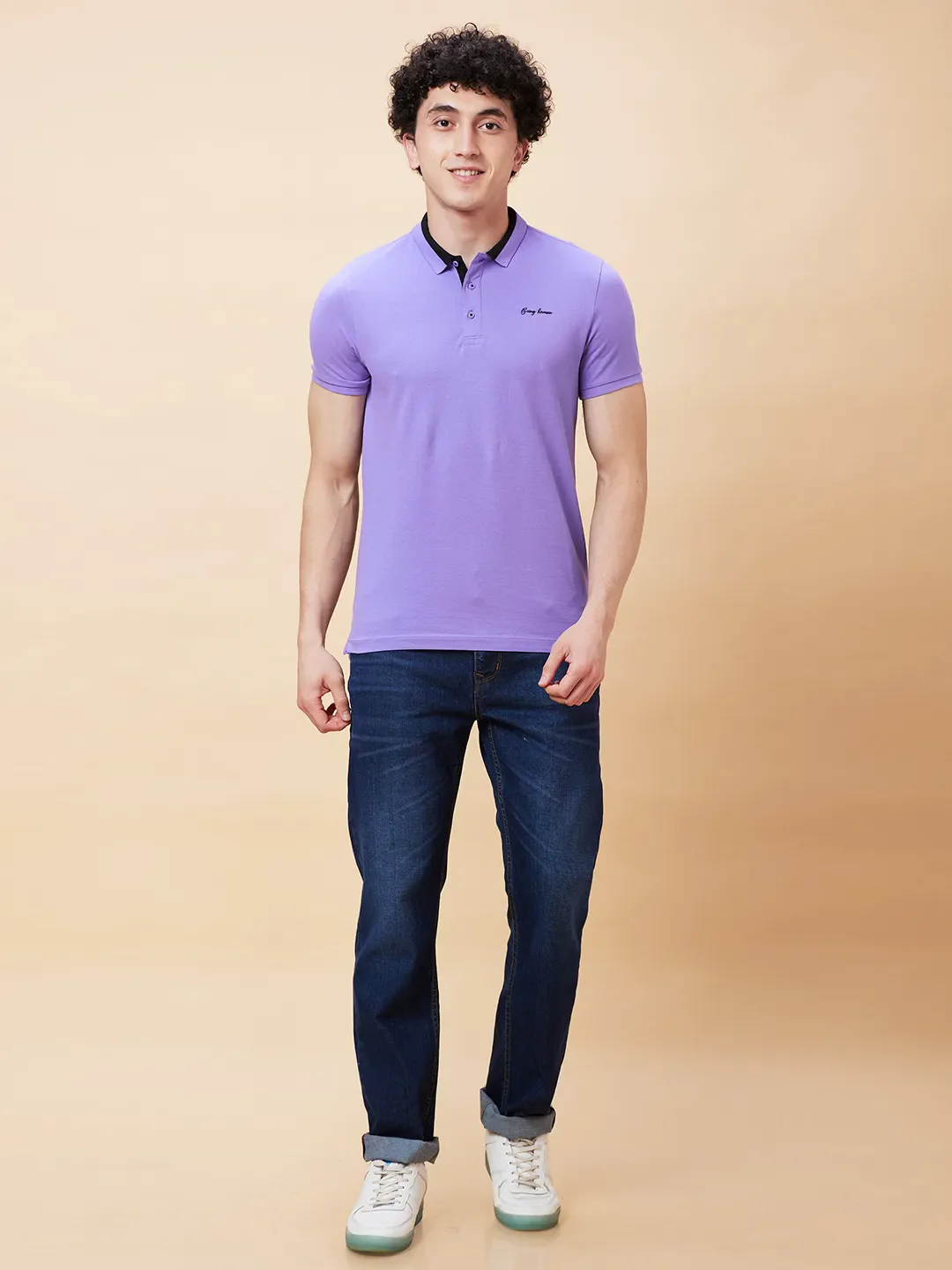 Purple Regular Fit Men's Polo T-Shirt by Being Human Clothing - Image 2