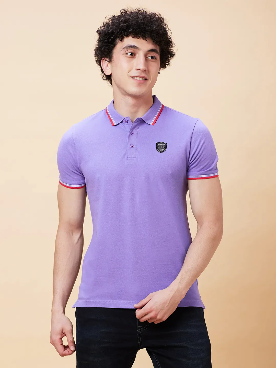 Purple Regular Fit Men's Polo T-Shirt by Being Human Clothing