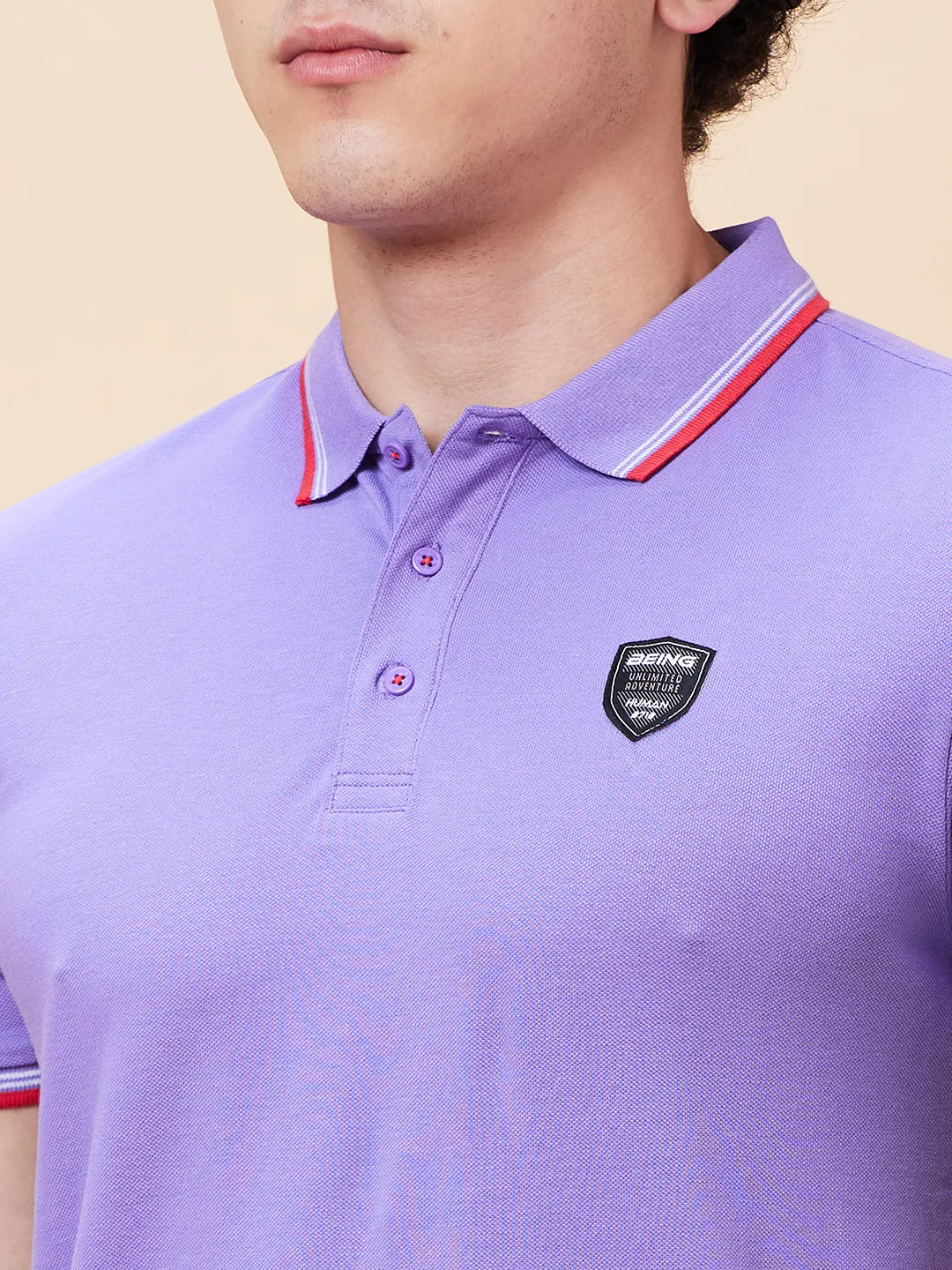 Purple Regular Fit Men's Polo T-Shirt by Being Human Clothing - Image 5