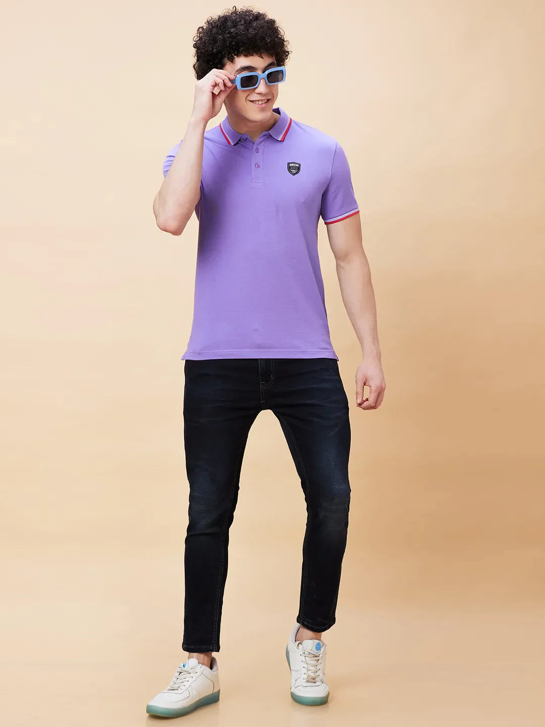 Purple Regular Fit Men's Polo T-Shirt by Being Human Clothing - Image 6