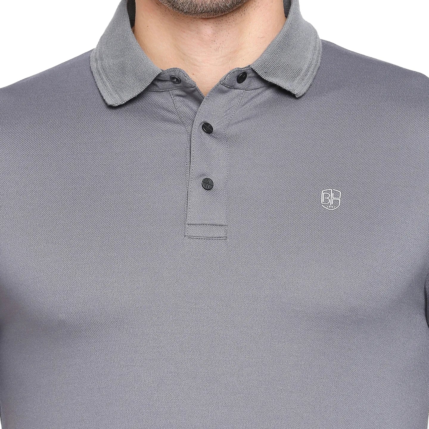 Grey Regular Fit Men's Polo T-shirt by Being Human Clothing - Image 5