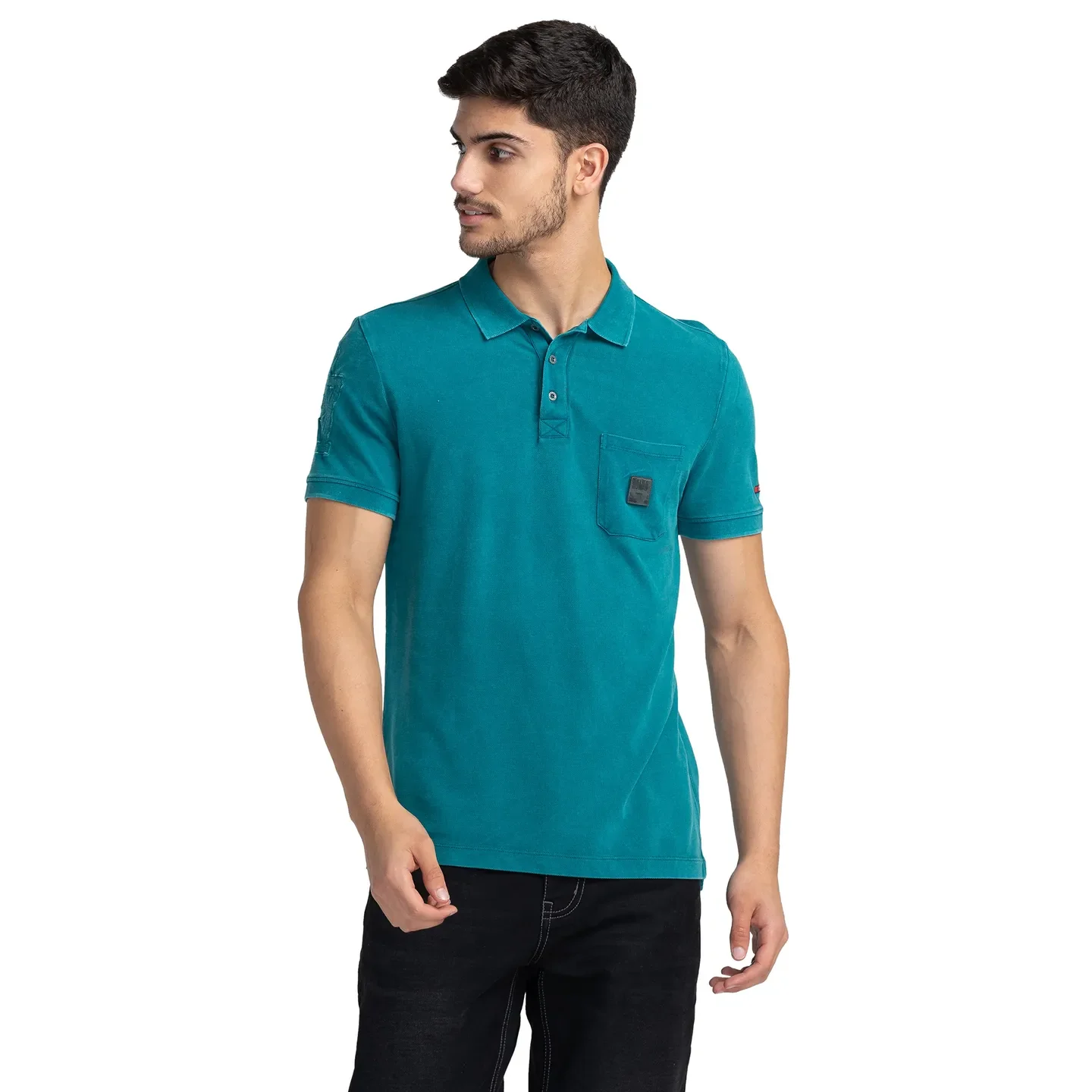 Green Regular Fit Men's Polo T-Shirt by Being Human Clothing