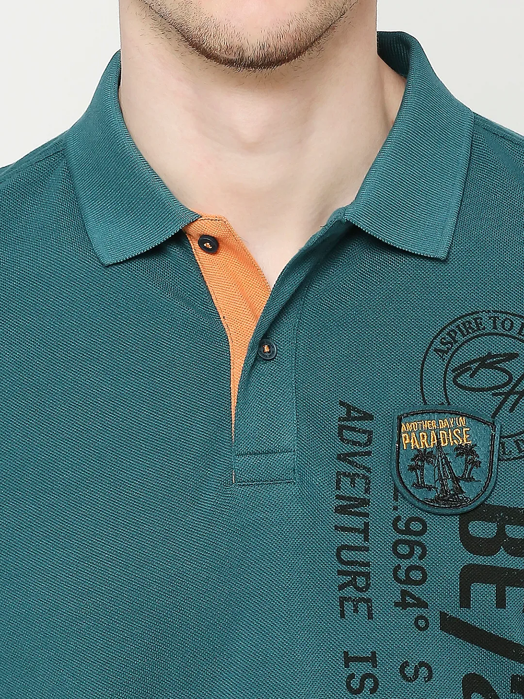 Green Regular Fit Men's Polo T-Shirt by Being Human Clothing - Image 5