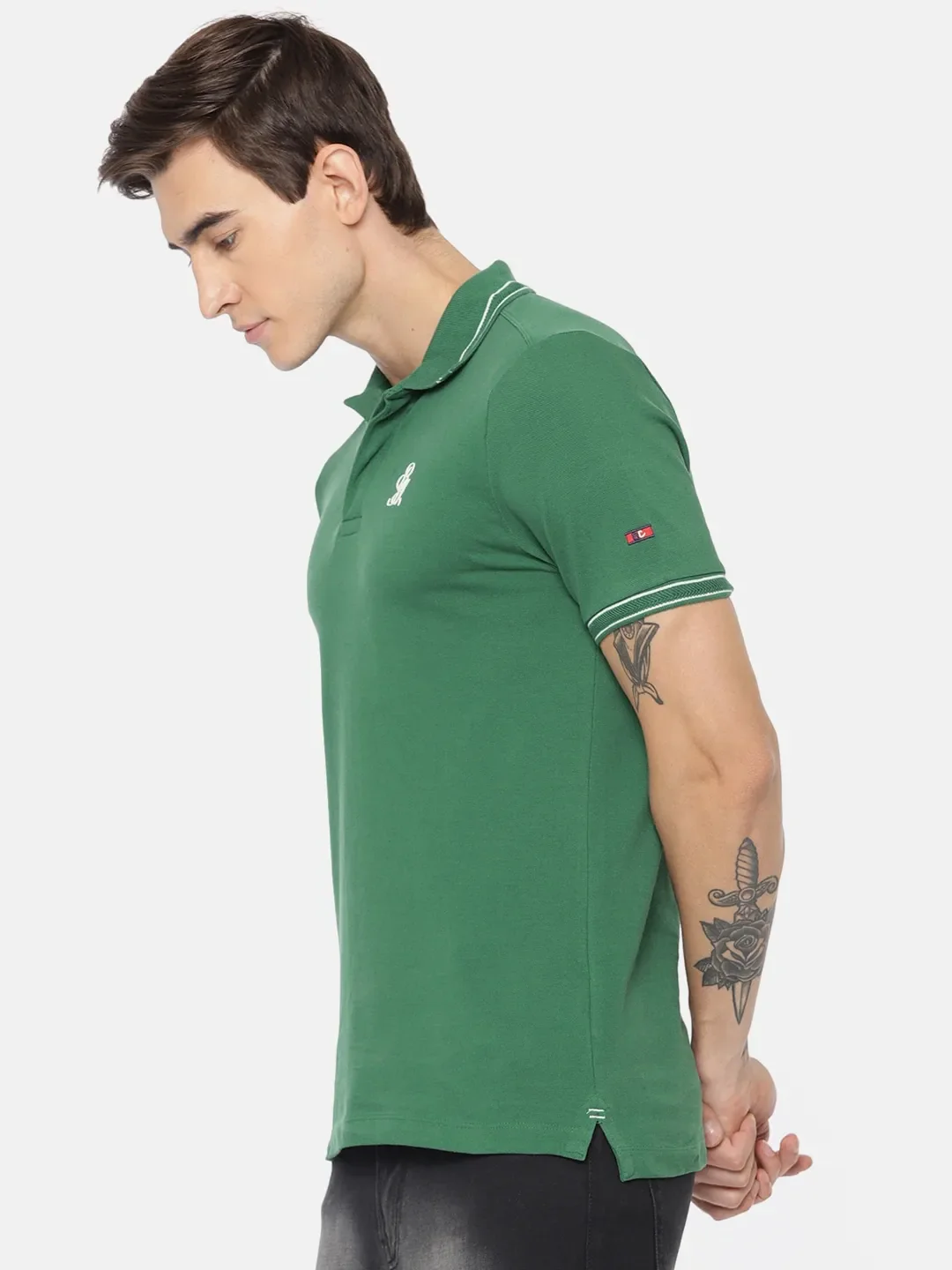 Deep Green Regular Fit Men's Polo T-Shirt by Being Human Clothing - Image 2