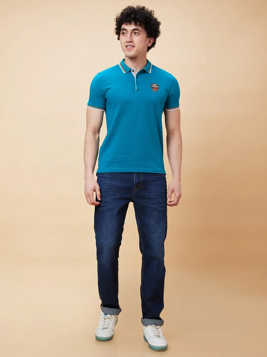 Deep Lake Regular Fit Men's Polo T-Shirt by Being Human Clothing - Image 2