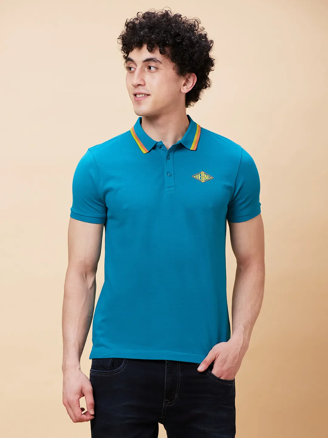Blue Regular Fit Men's Polo T-Shirt by Being Human Clothing