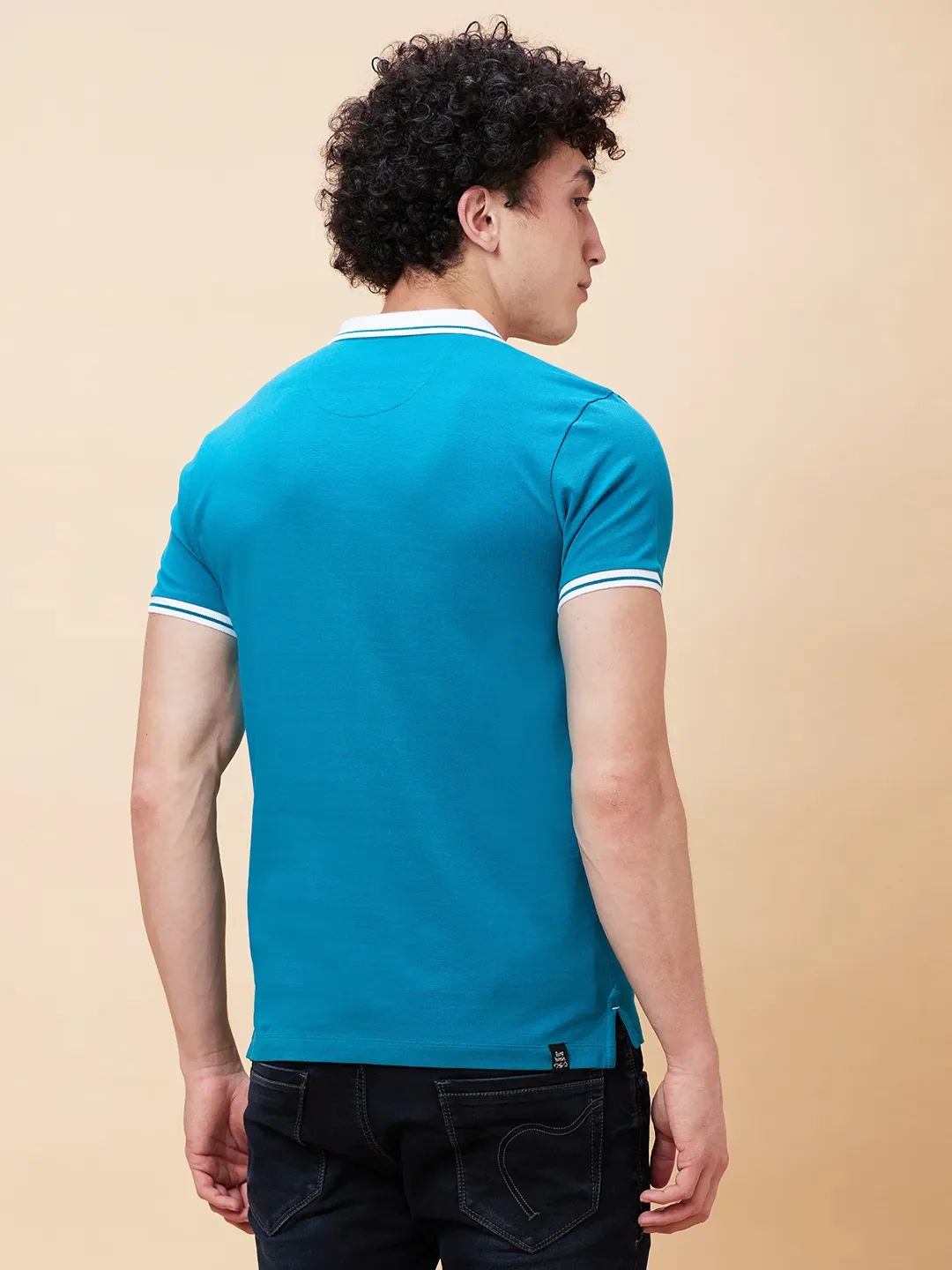 Deep Lake Regular Fit Men's Polo T-Shirt by Being Human Clothing - Image 4