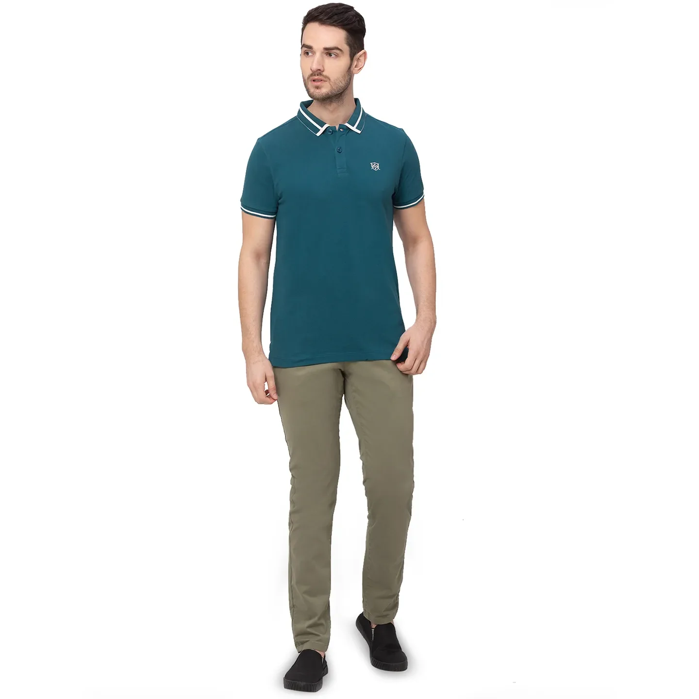 Green Regular Fit Men's Polo T-Shirt by Being Human Clothing - Image 4