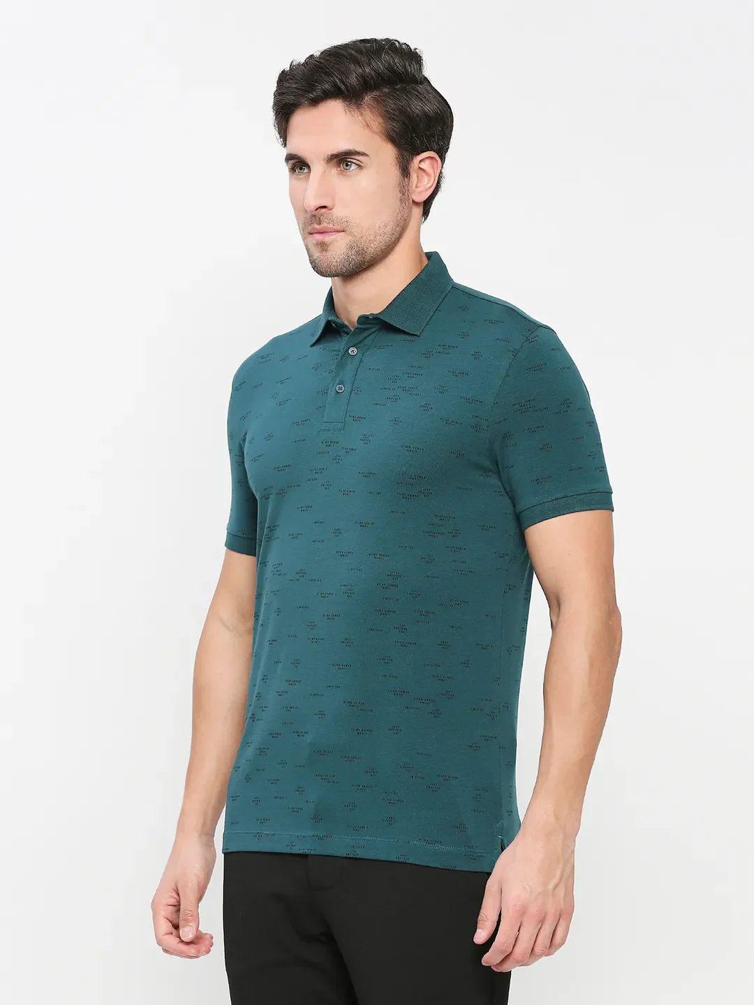 Teal Regular Fit Men's Polo T-shirt by Being Human Clothing - Image 2
