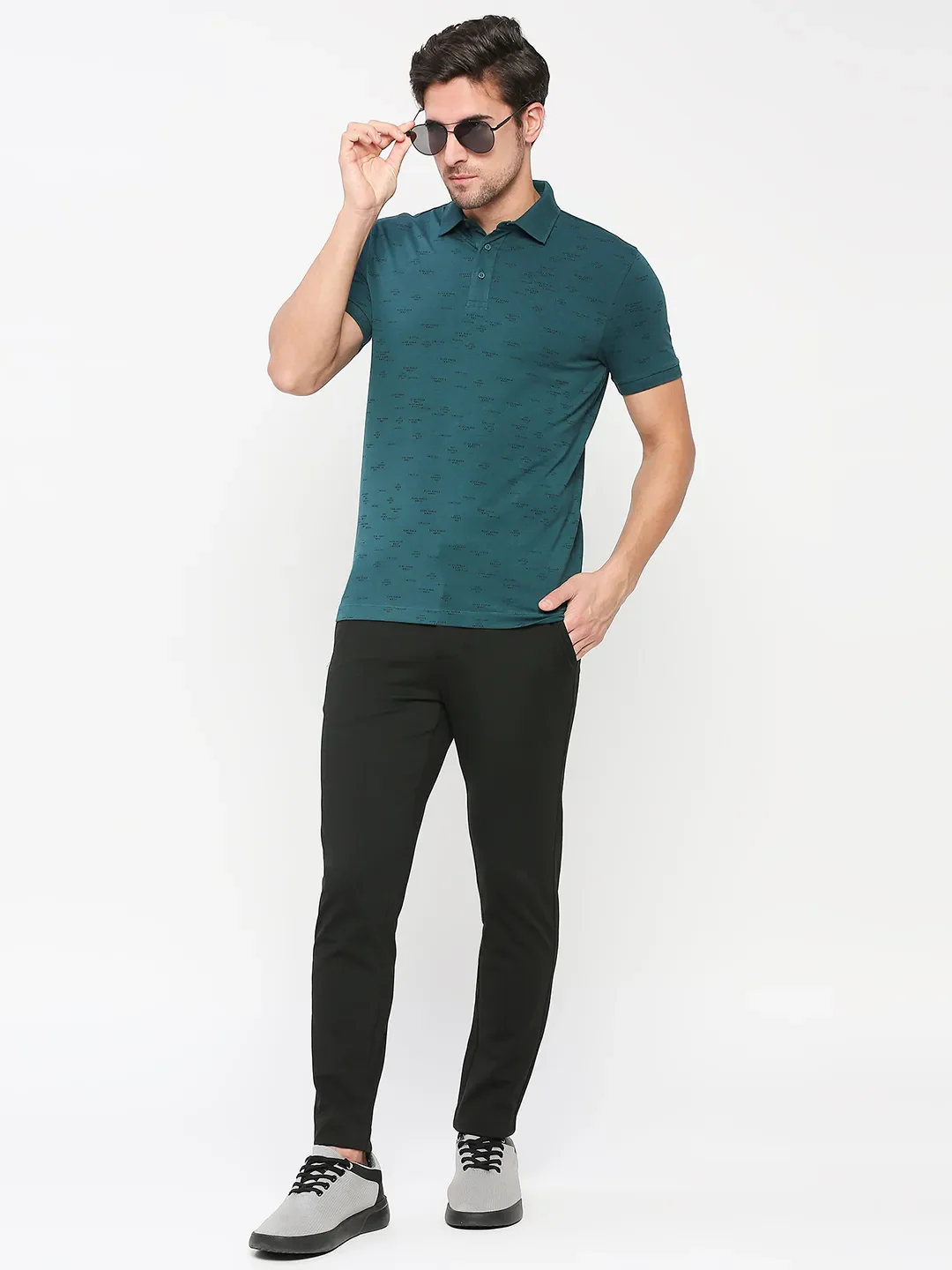 Teal Regular Fit Men's Polo T-shirt by Being Human Clothing - Image 6