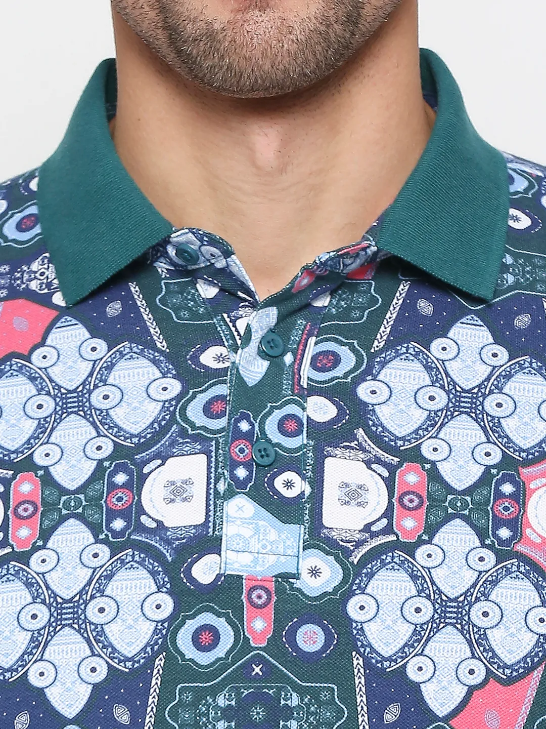 Teal Regular Fit Men's Polo T-shirt by Being Human Clothing - Image 5