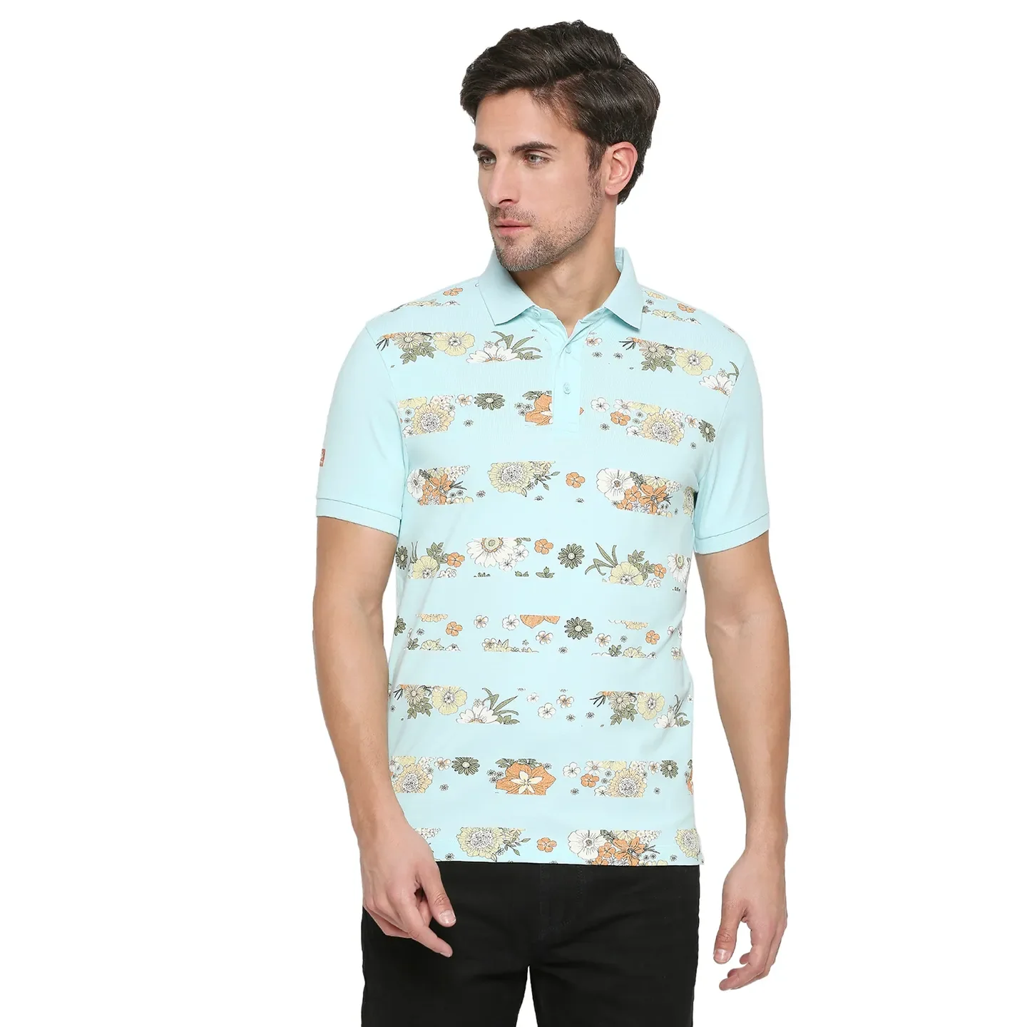 Teal Regular Fit Men's Polo T-shirt by Being Human Clothing - Image 11