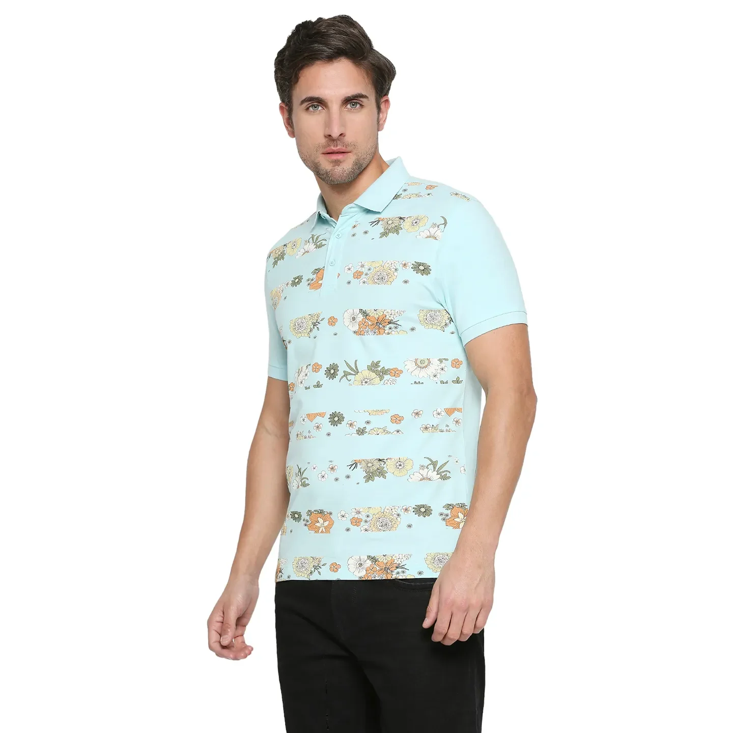Teal Regular Fit Men's Polo T-shirt by Being Human Clothing - Image 2
