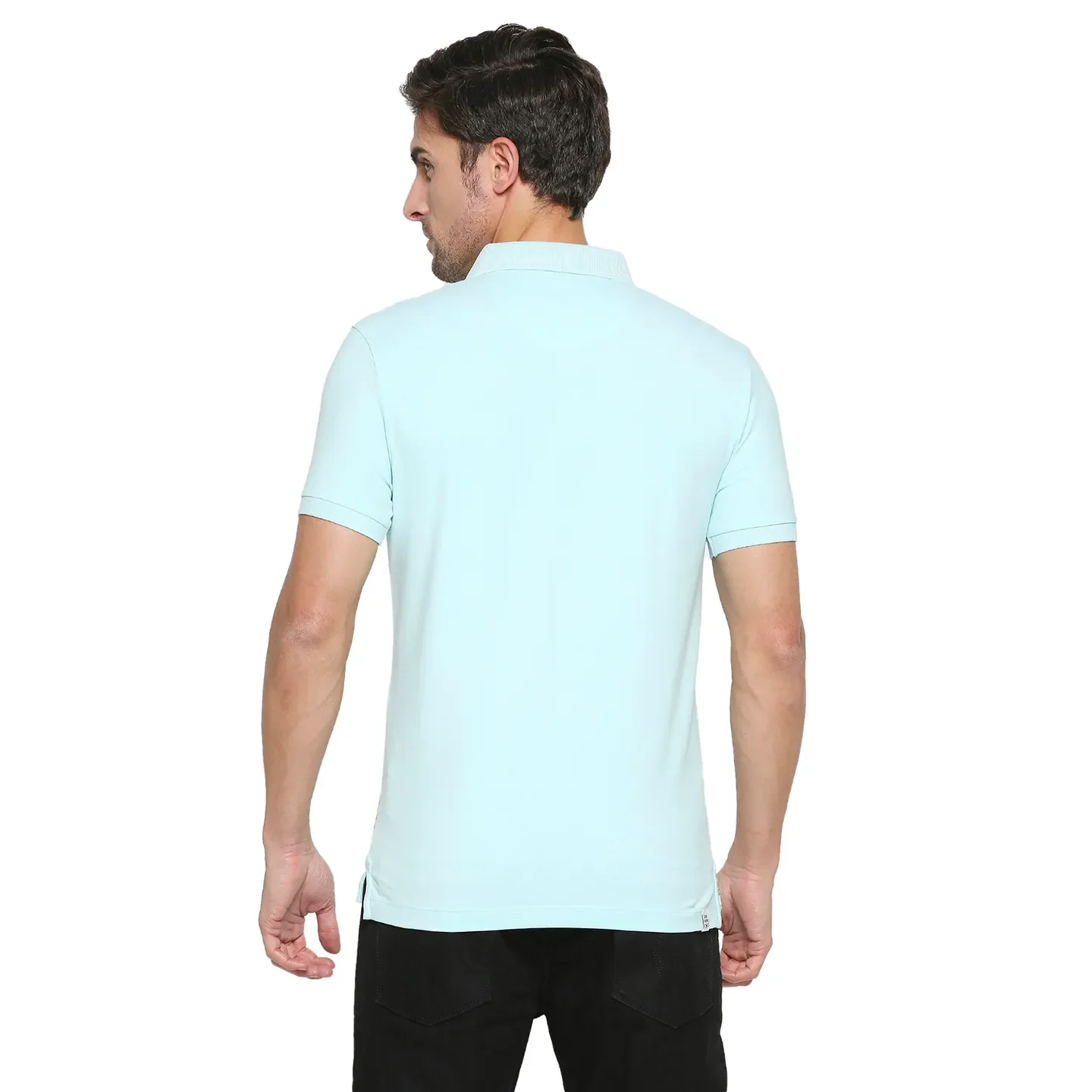 Teal Regular Fit Men's Polo T-shirt by Being Human Clothing - Image 4