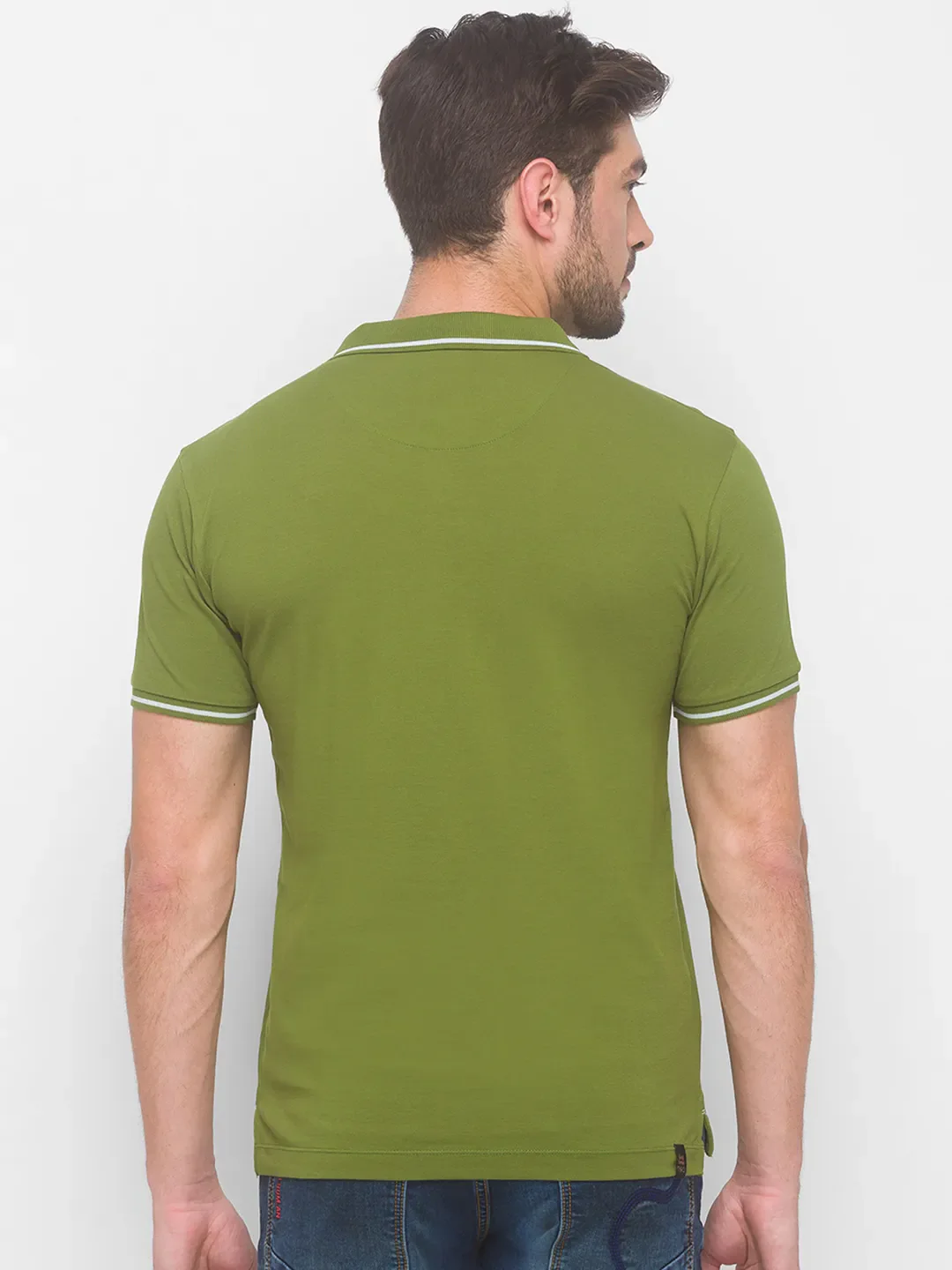 Dark Green Regular Fit Men's Polo T-shirt by Being Human Clothing - Image 3