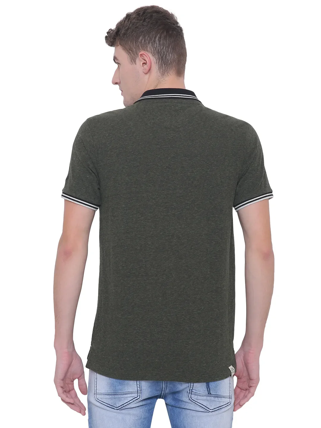 Green Regular Fit Men's Polo T-Shirt by Being Human Clothing - Image 5