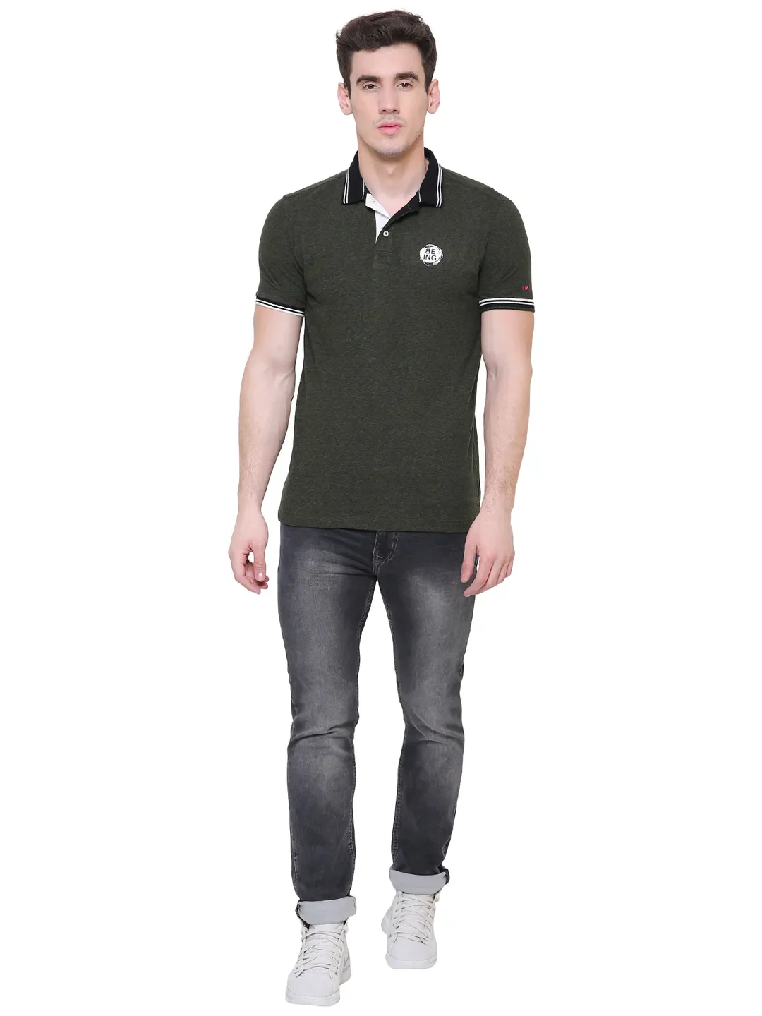 Green Regular Fit Men's Polo T-Shirt by Being Human Clothing - Image 6