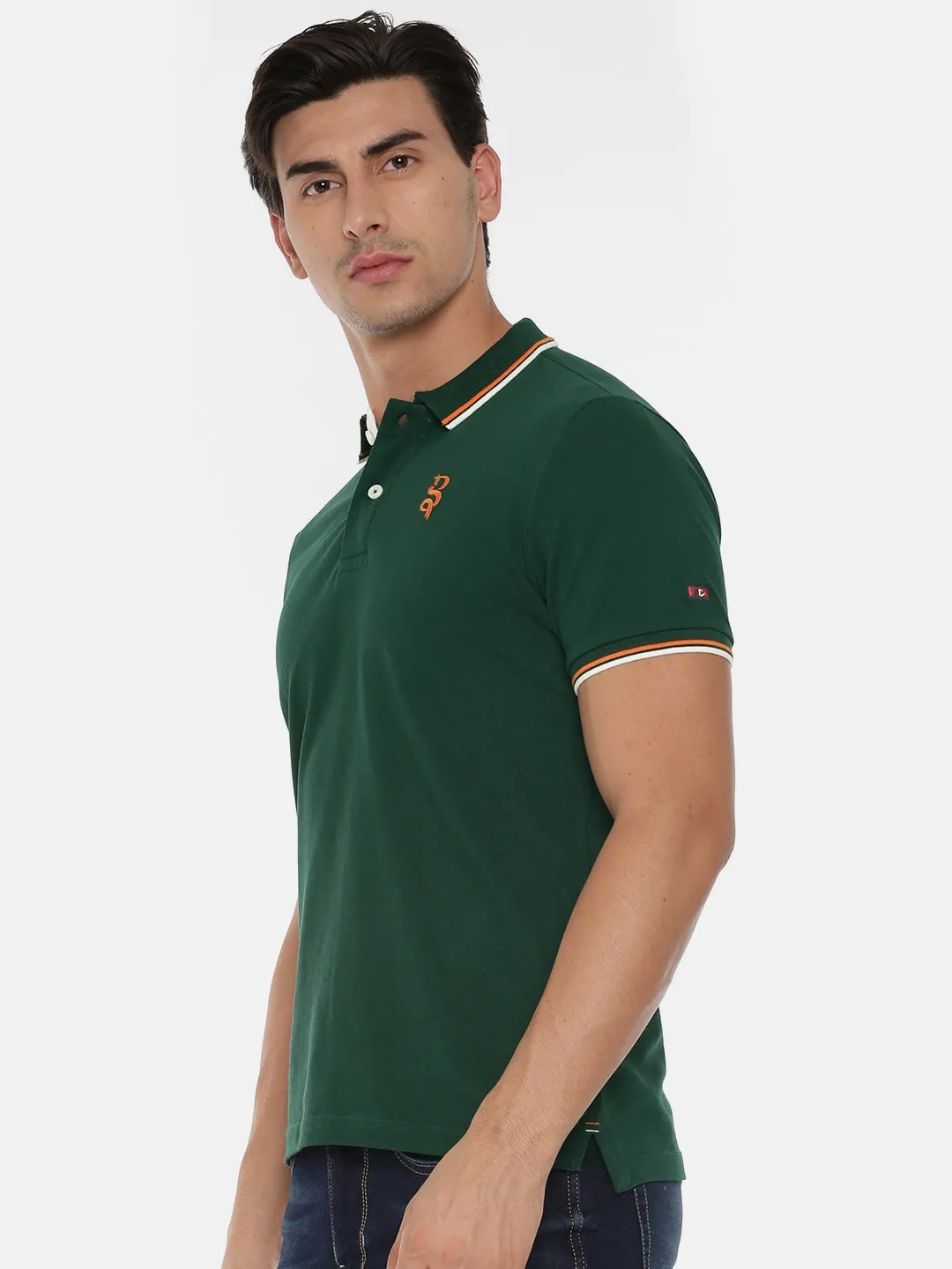 Green Regular Fit Men's Polo T-Shirt by Being Human Clothing - Image 3