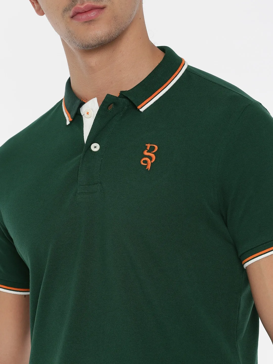 Green Regular Fit Men's Polo T-Shirt by Being Human Clothing - Image 4