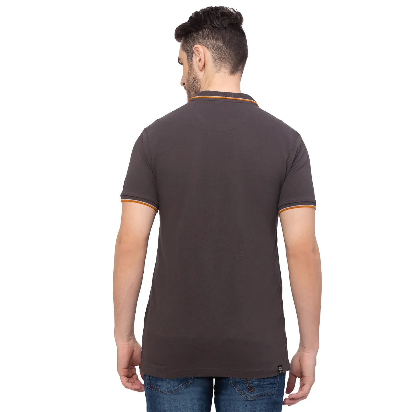 Grey Regular Fit Men's Polo T-Shirt by Being Human Clothing - Image 4