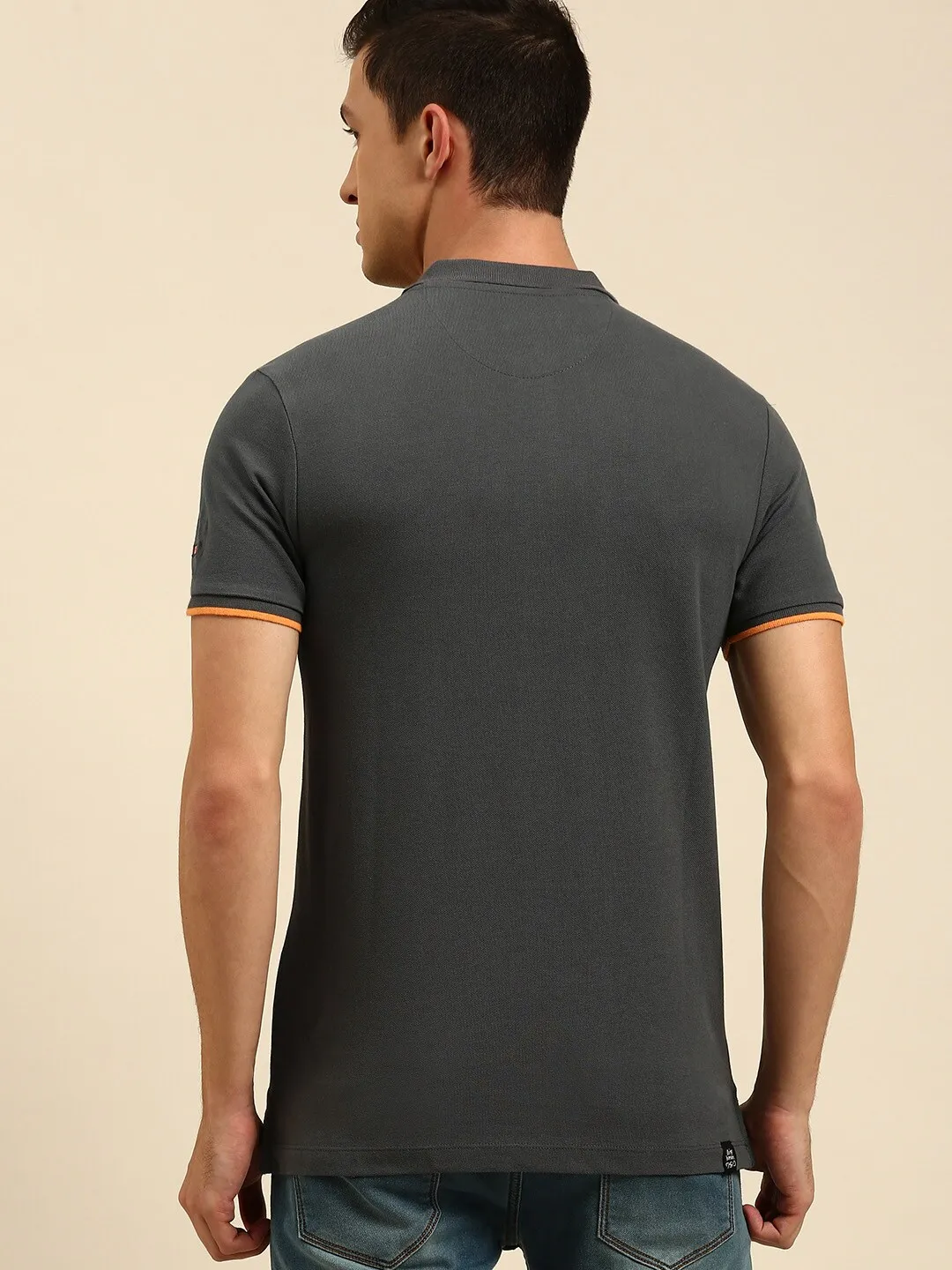 Grey Regular Fit Men's Polo T-Shirt by Being Human Clothing - Image 3