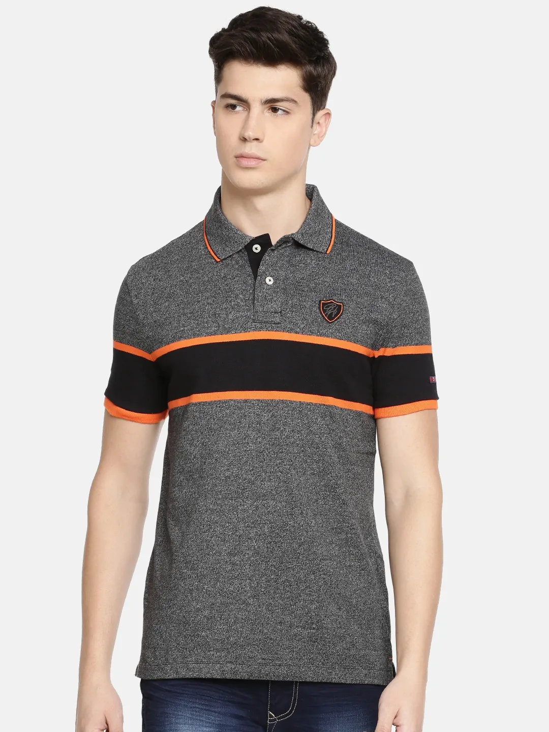 Grey Regular Fit Men's Polo T-Shirt by Being Human Clothing