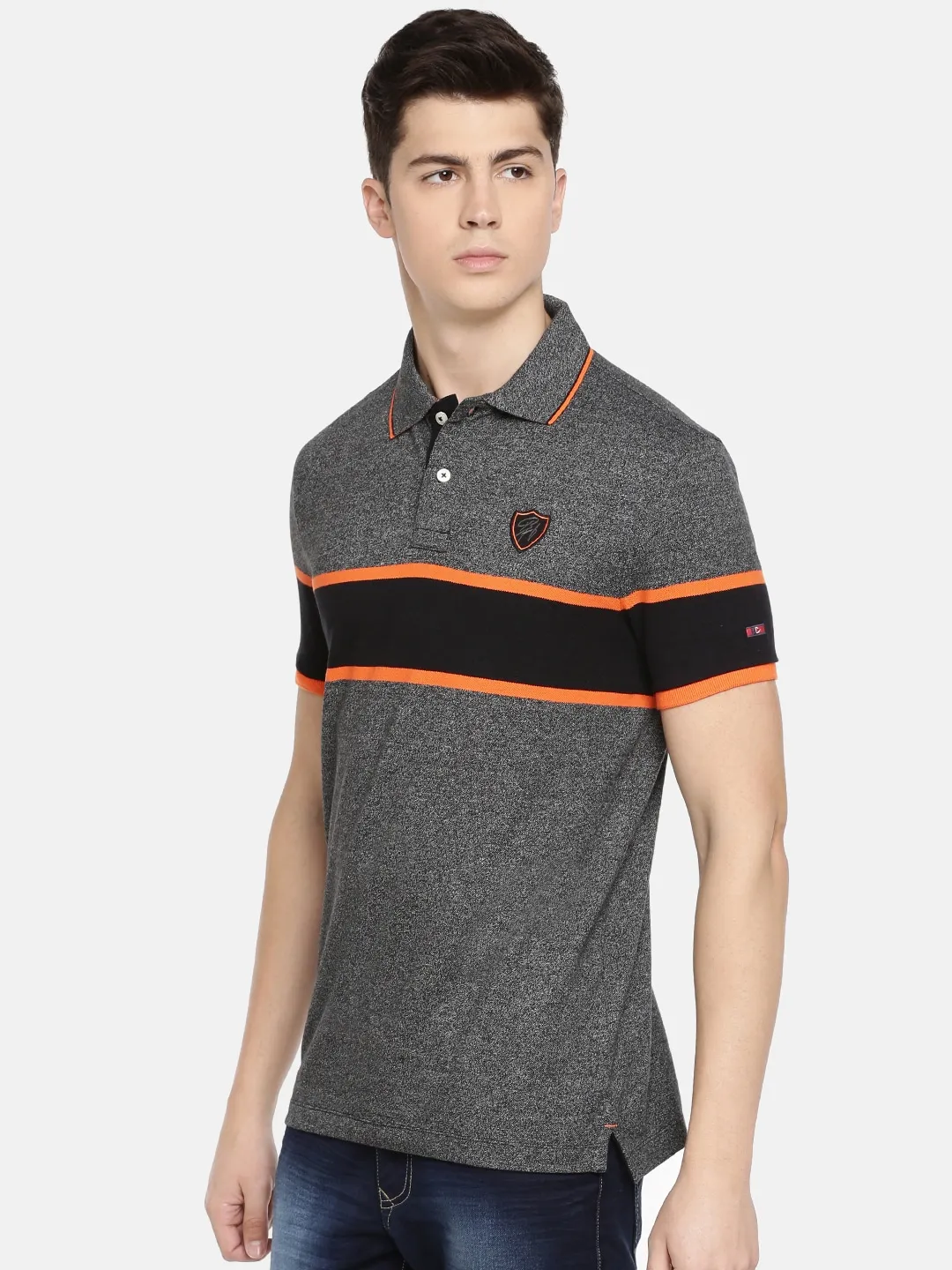 Grey Regular Fit Men's Polo T-Shirt by Being Human Clothing - Image 2