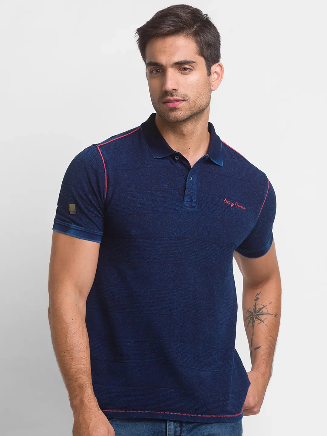 Purple Regular Fit Men's Polo T-Shirt by Being Human Clothing