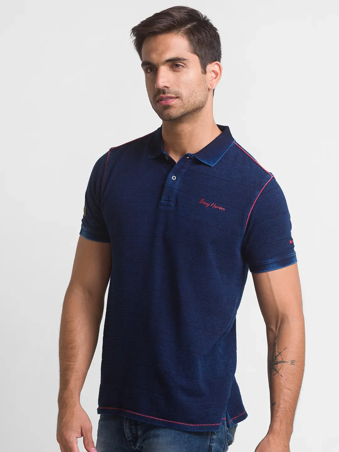 Purple Regular Fit Men's Polo T-Shirt by Being Human Clothing - Image 2